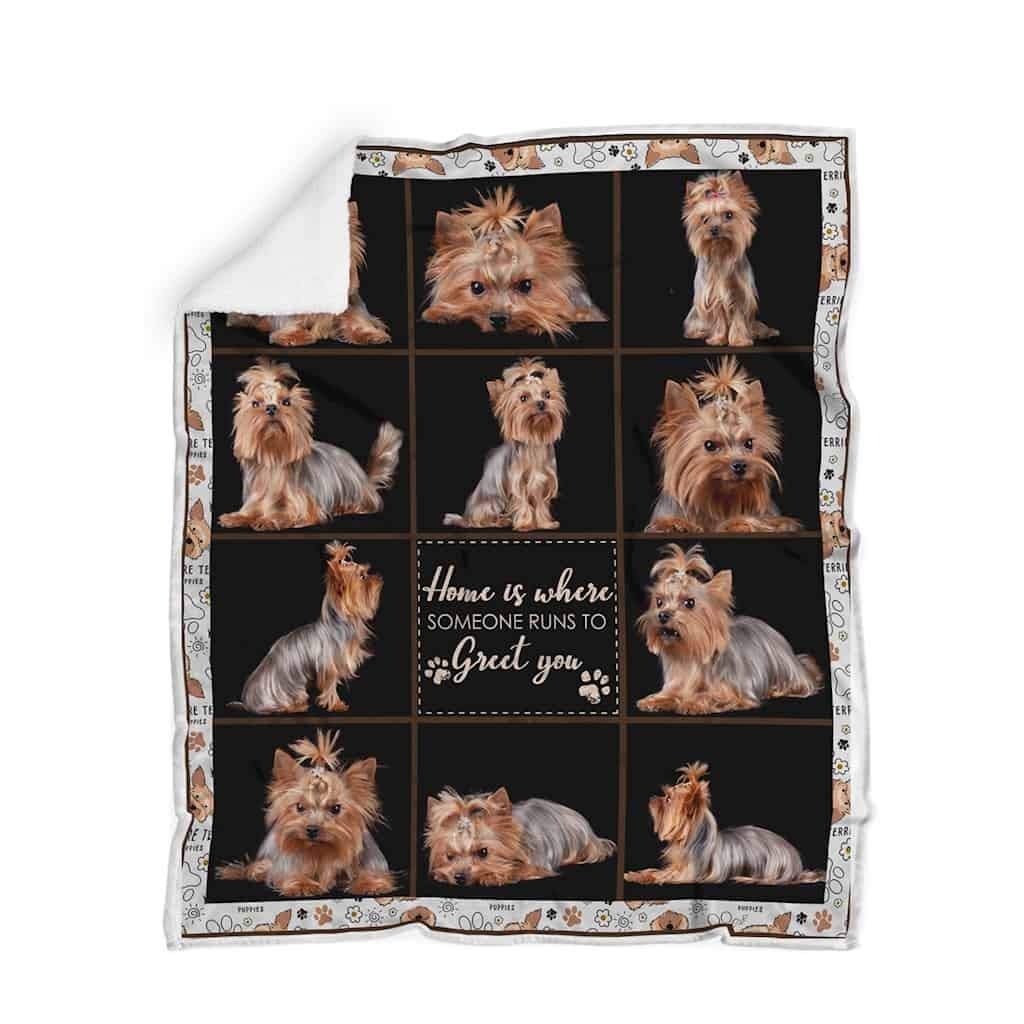 GEEMBI Yorkie Blanket TH160 - Ultra Soft Reversible Sherpa Fleece Throw Blanket for Adults, Cozy Bedding & Home Decor - Perfect for Sofa, Bed, Office & Travel - Best Gift Idea for Dog Lovers