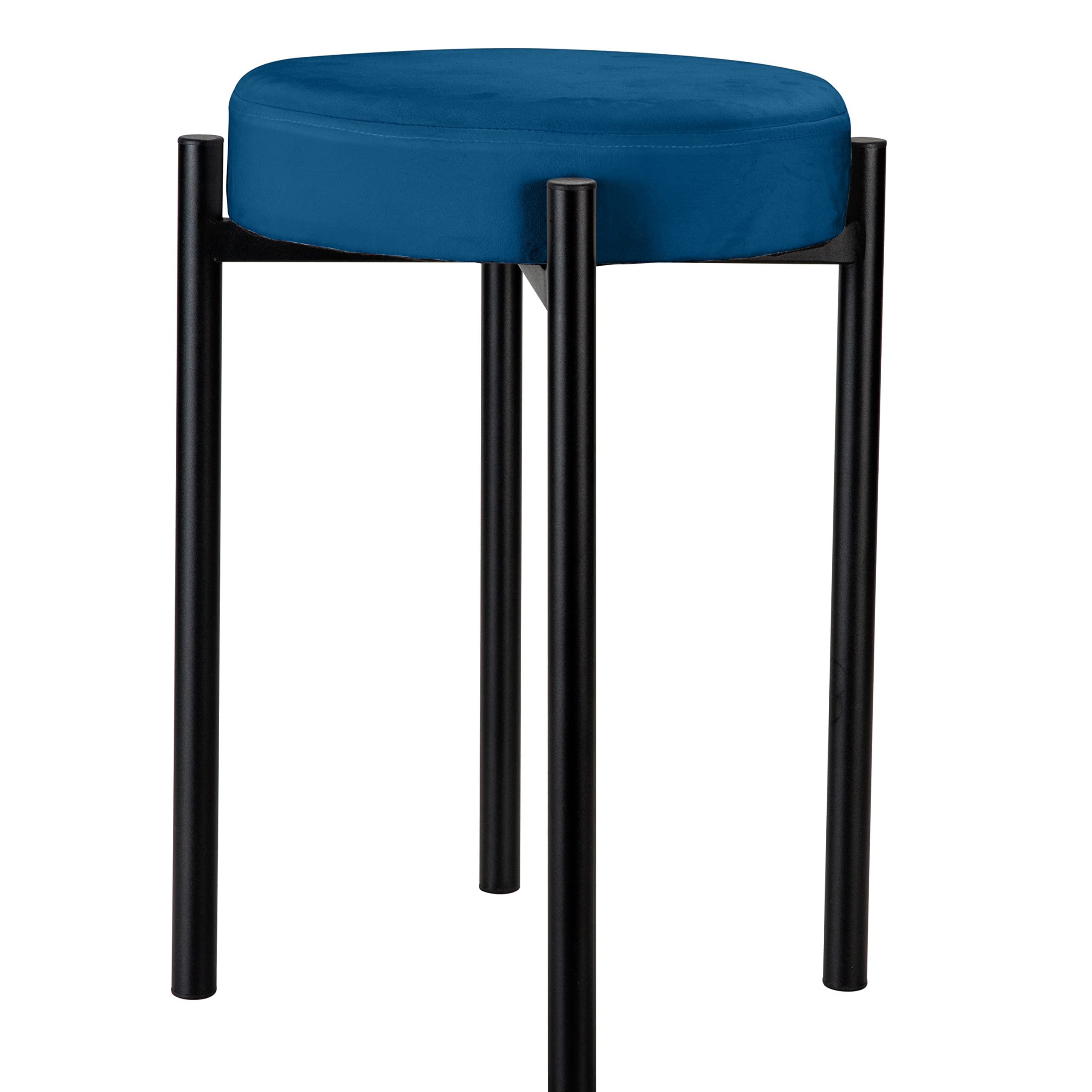 Easy to Assemble Navy Velour Vanity Stool - Stylish & Comfortable Makeup Chair for Bedroom, Dressing Room & Home Decor