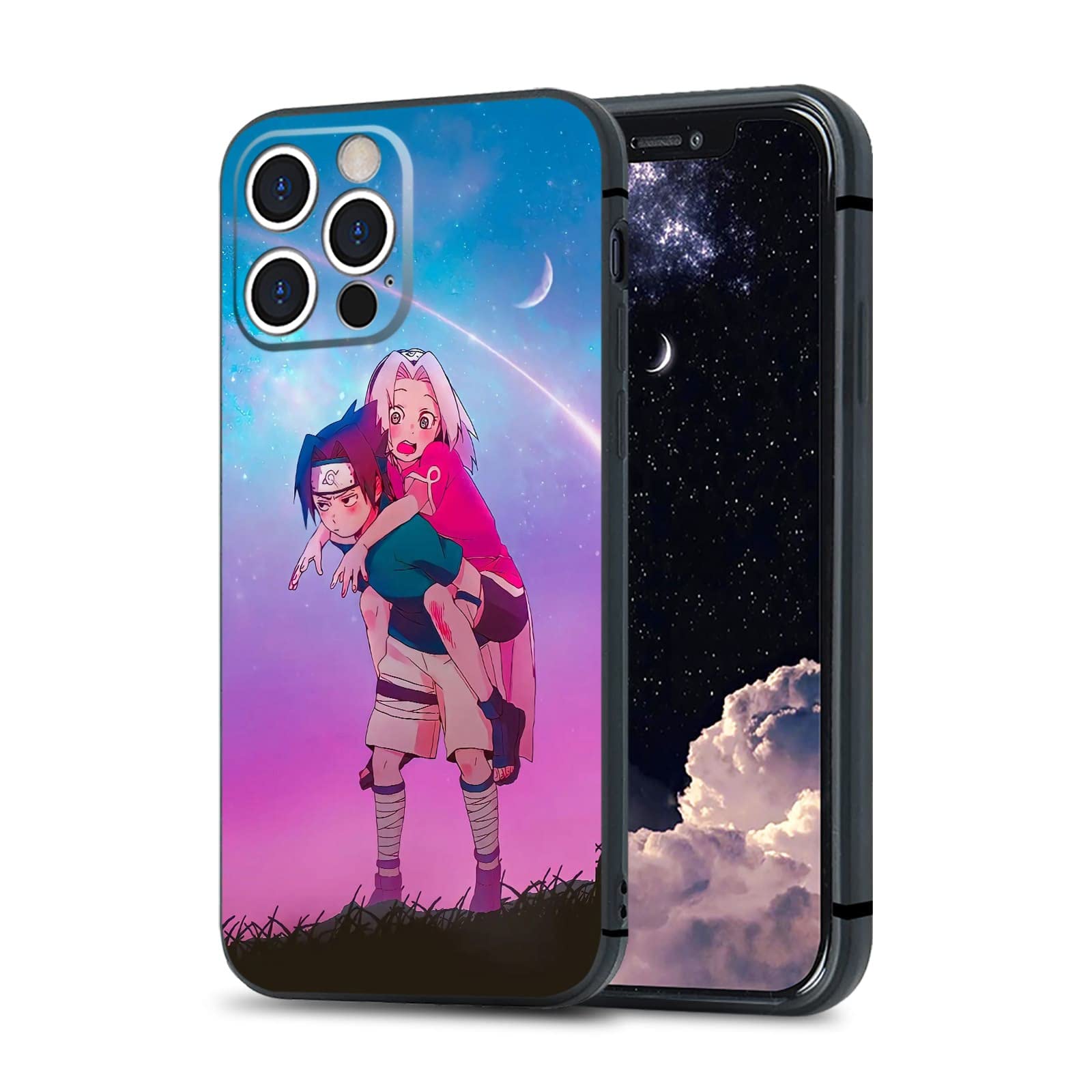 Sasuke and Sakura Anime Phone Case for iPhone X - Soft Matte Silicone Manga Cover | Perfect for Anime Fans, Cosplay Events & Daily Protection