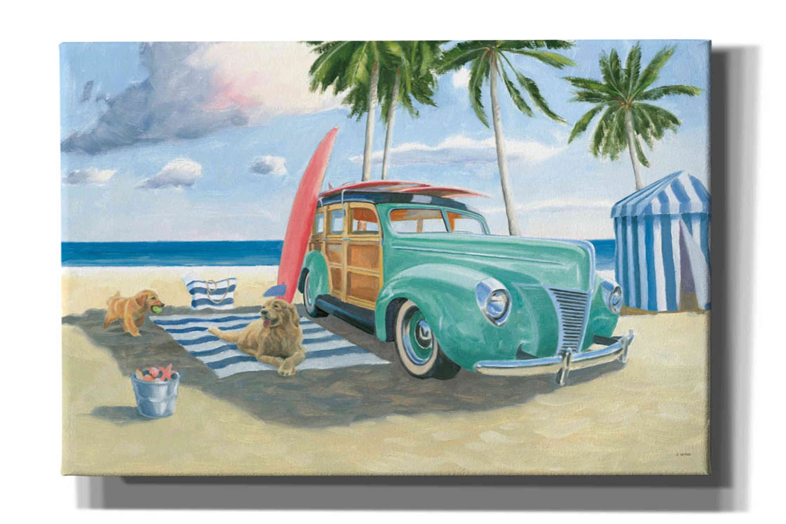 Epic Graffiti 'Beach Ride III' by James Wiens - Large 60x40 Inch Canvas Wall Art Painting for Living Room, Bedroom & Office Decor - Modern Abstract Beach Scene Wall Decor for Home & Commercial Spaces