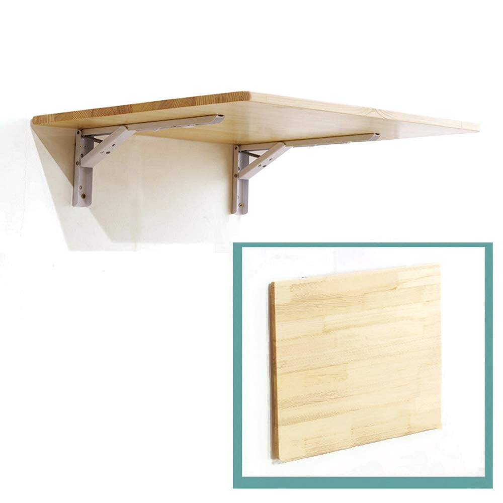 Wall-Mounted Drop-Leaf Folding Table - Space Saving Dining Table & Desk - Solid Pine Wood Wall-Mounted Bar Table for Small Spaces - Kitchen, Studio Apartment, RV - Multiple Size Options (24