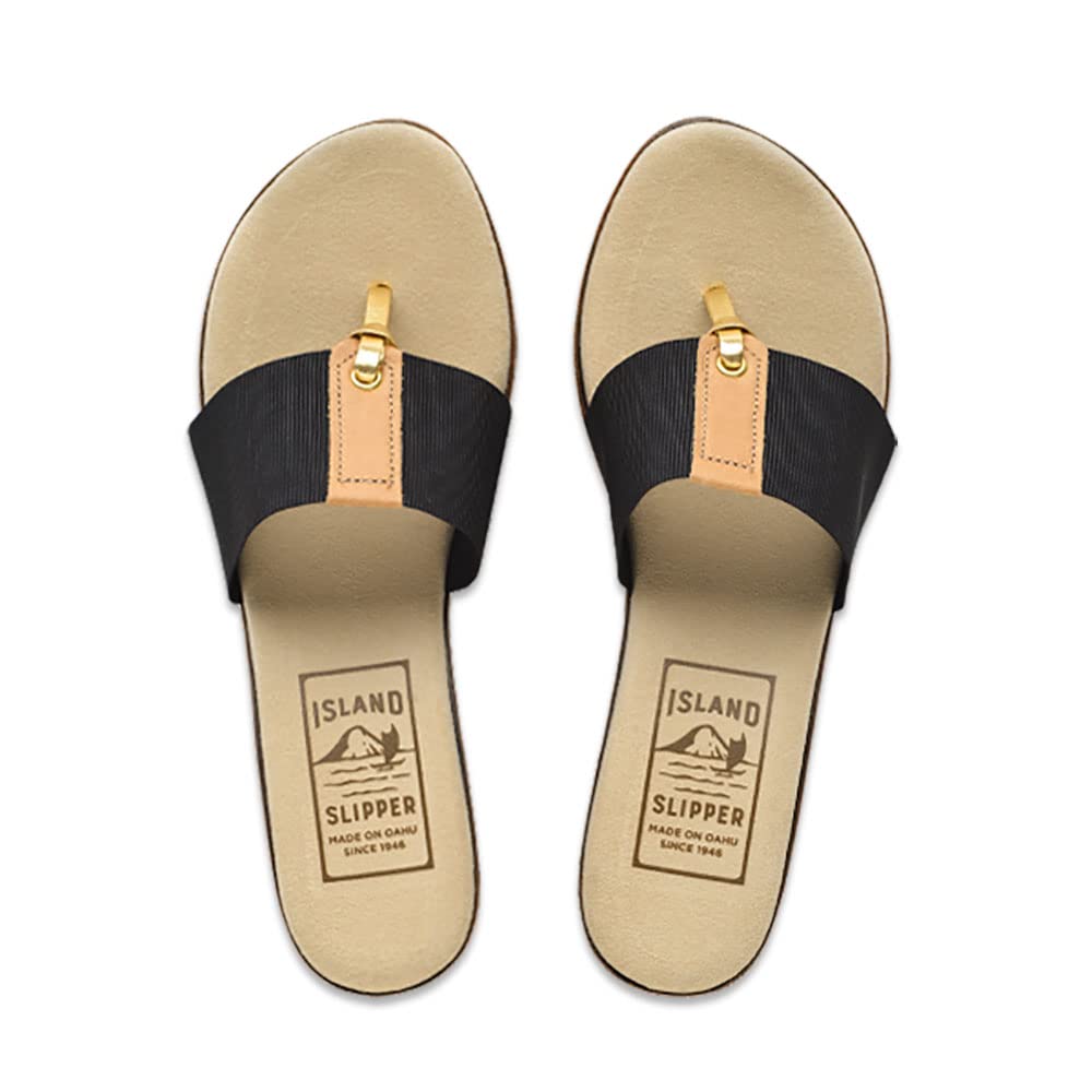 Women's Comfortable Elastic Wedge Sandals - Breathable Summer Shoes with Arch Support | Handmade in Hawaii (T810-BLAC-7) | Perfect for Beach, Vacation & Casual Wear