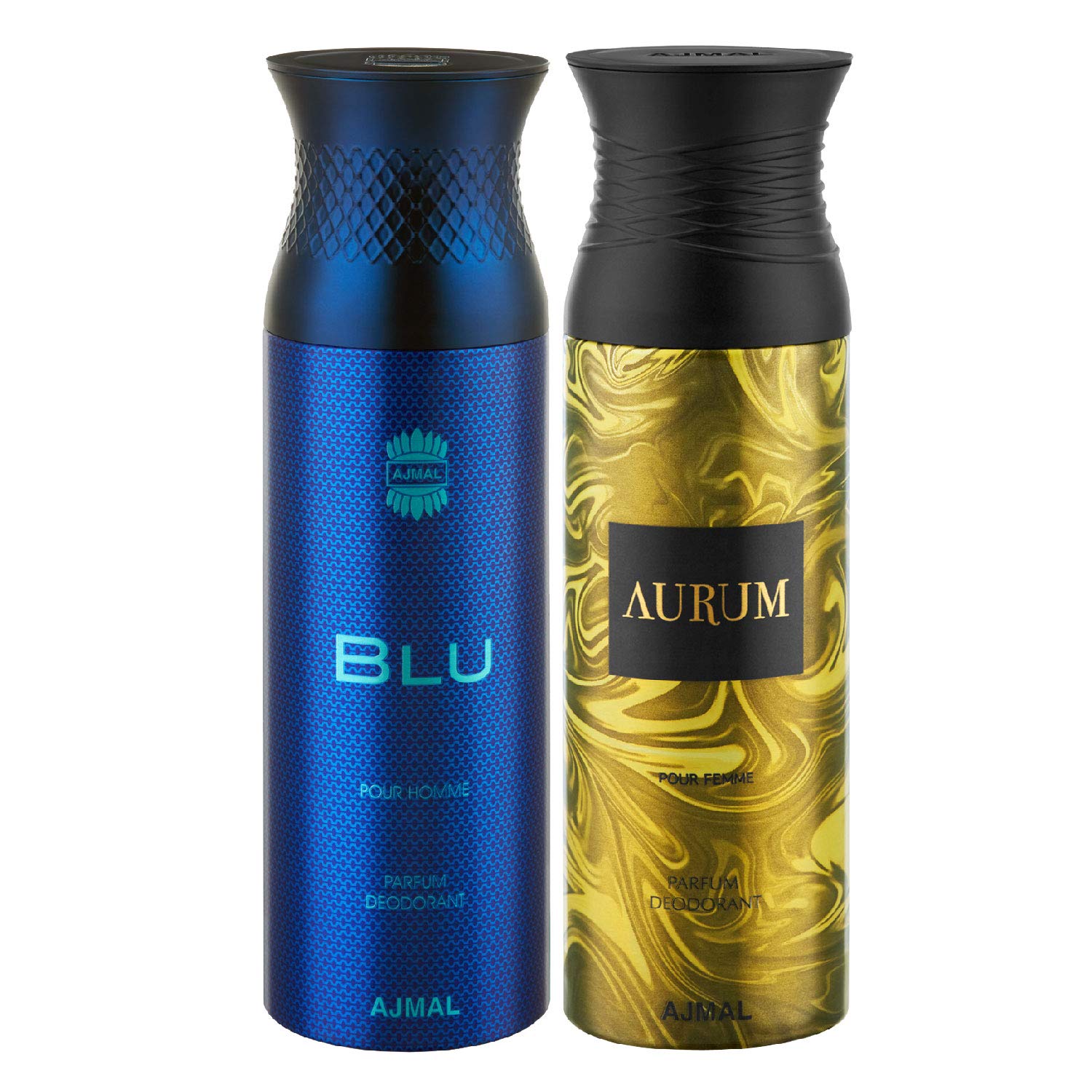 Ajmal Blu & Aurum Deodorant Gift Set for Men & Women - 200ml (Pack of 2) | Long-Lasting Fragrance for Daily Use, Gym & Special Occasions