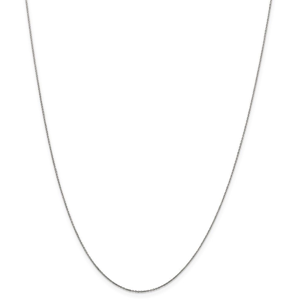 10K White Gold 0.6mm Solid Diamond-Cut Cable Chain Necklace for Women - Elegant Layering Piece for Everyday Wear, Gift Giving & Special Occasions