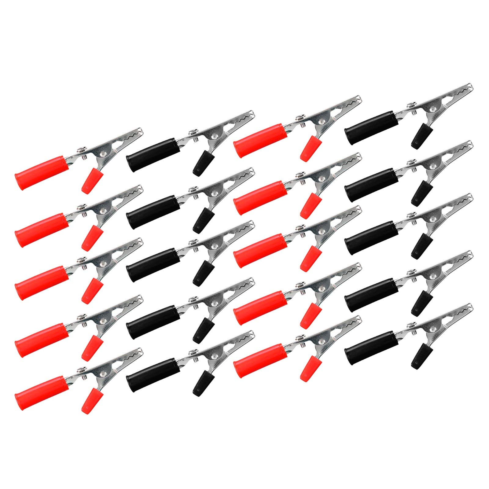 Premium Metal Alligator Clips for Electrical Testing - Heavy Duty Red & Black Insulated Test Clamps (20-Pack) - Perfect for DIY Electronics, Automotive Repairs & Circuit Testing