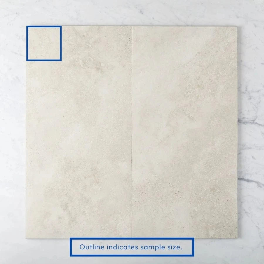 Byron Travertine Look Ivory Matte Tile Sample - Natural Stone Look for Bathroom, Kitchen & Flooring