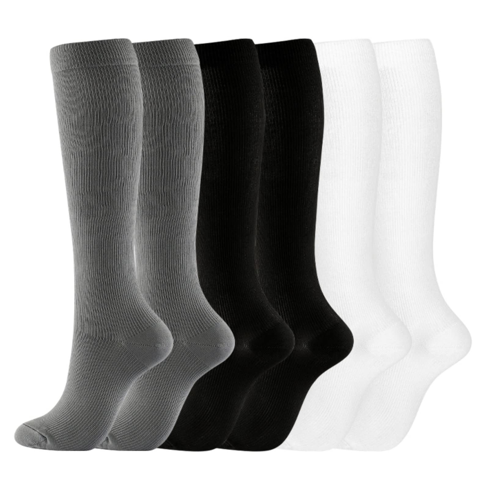 Hotfiary 3 Pairs Compression Socks for Women & Men - Breathable Sports Socks for Running, Nursing, Hiking & Athletic Performance - Improve Blood Circulation & Reduce Fatigue (Ideal for Travel, Workout & Daily Wear)