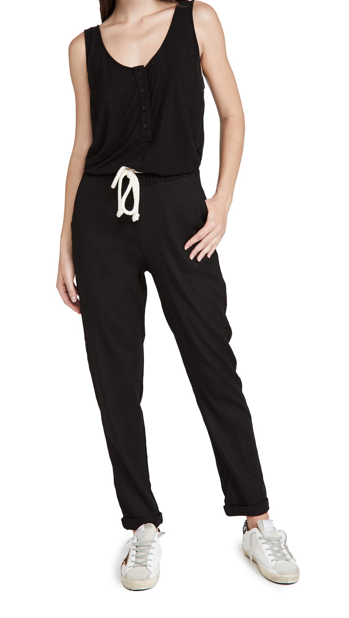 Monroe Women's Linen Knit Woven Jumpsuit - Stylish Summer Romper for Casual Outings & Beach Vacations
