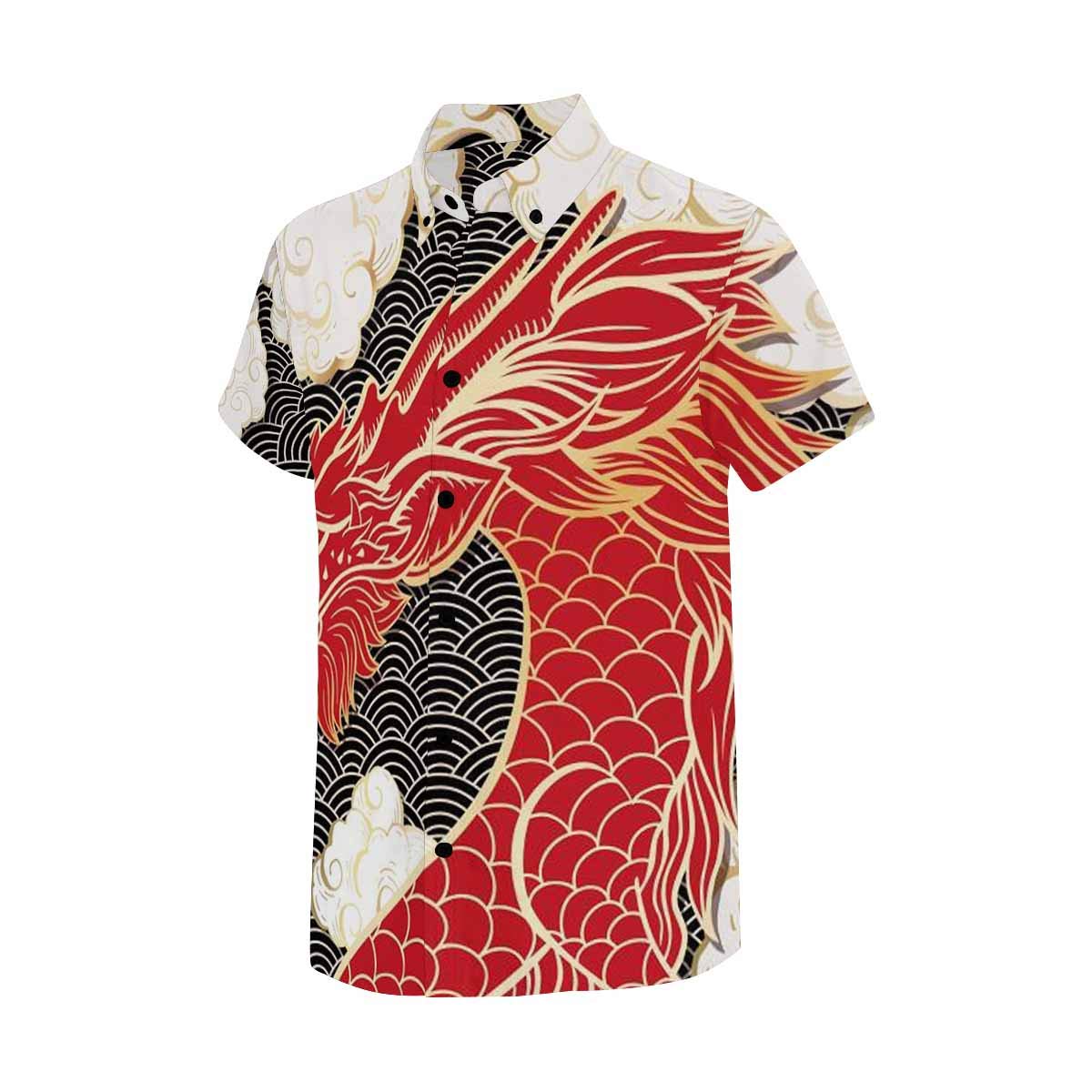 InterestPrint Men's Short Sleeve Shirt - Unique Polyester Cloud Print with Golden Outline Design | Casual Wear & Summer Fashion