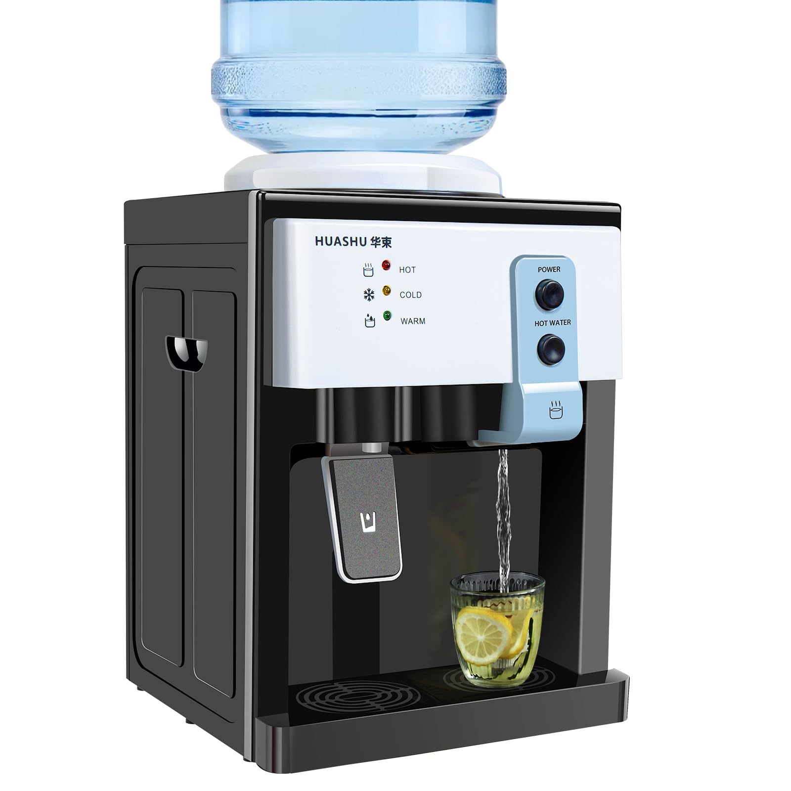 5 Gallon Desktop Water Cooler Dispenser - Top Loading Electric Hot & Cold Water Dispenser with 3 Temperature Settings for Home, Office & Dorm | Countertop Water Dispenser for Instant Hot Tea, Cold Drinks & Hydration (White)