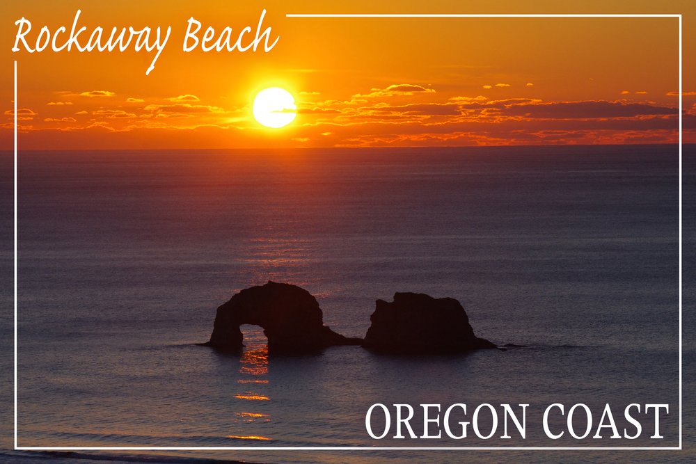 Rockaway Beach Oregon Sunset Wall Art Print - 9x12 Coastal Home Decor for Living Room, Bedroom & Office