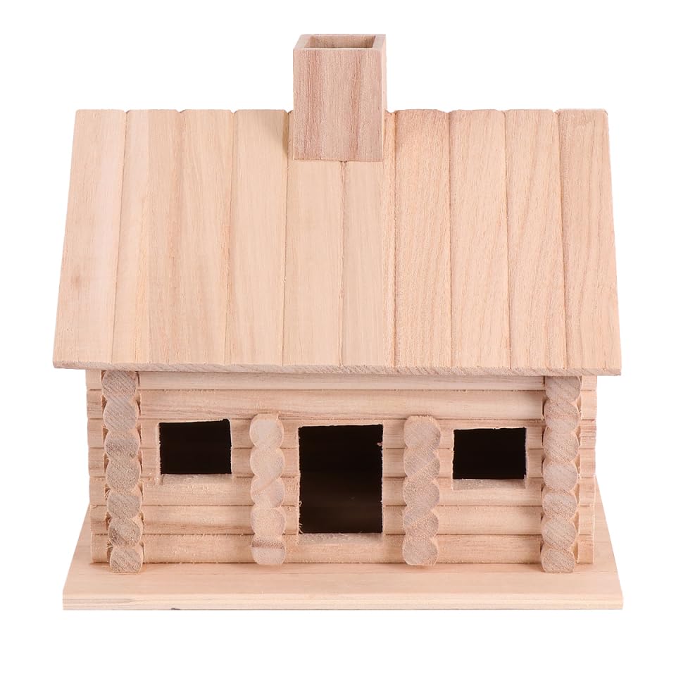 EXCEART Unfinished Wooden Bird House - Handcrafted Natural Wood Birdhouse for Garden, Park, Outdoor Decor - DIY Paintable Bird Feeder for Backyard, Patio & Home Decoration - Perfect for Bird Watching & Nature Lovers