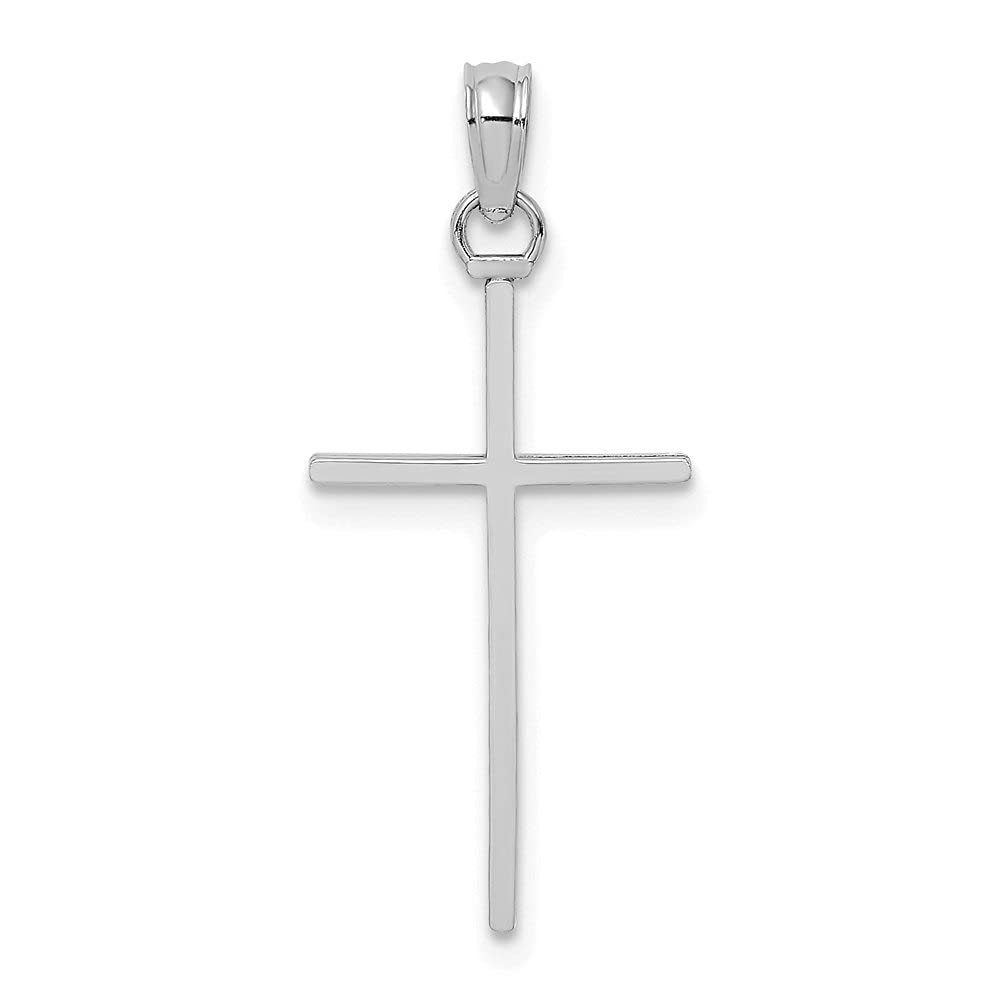 14K Gold 3D Polished Stick Cross Charm Pendant Necklace for Women - Elegant Religious Jewelry Gift for Baptism, Confirmation & Everyday Wear