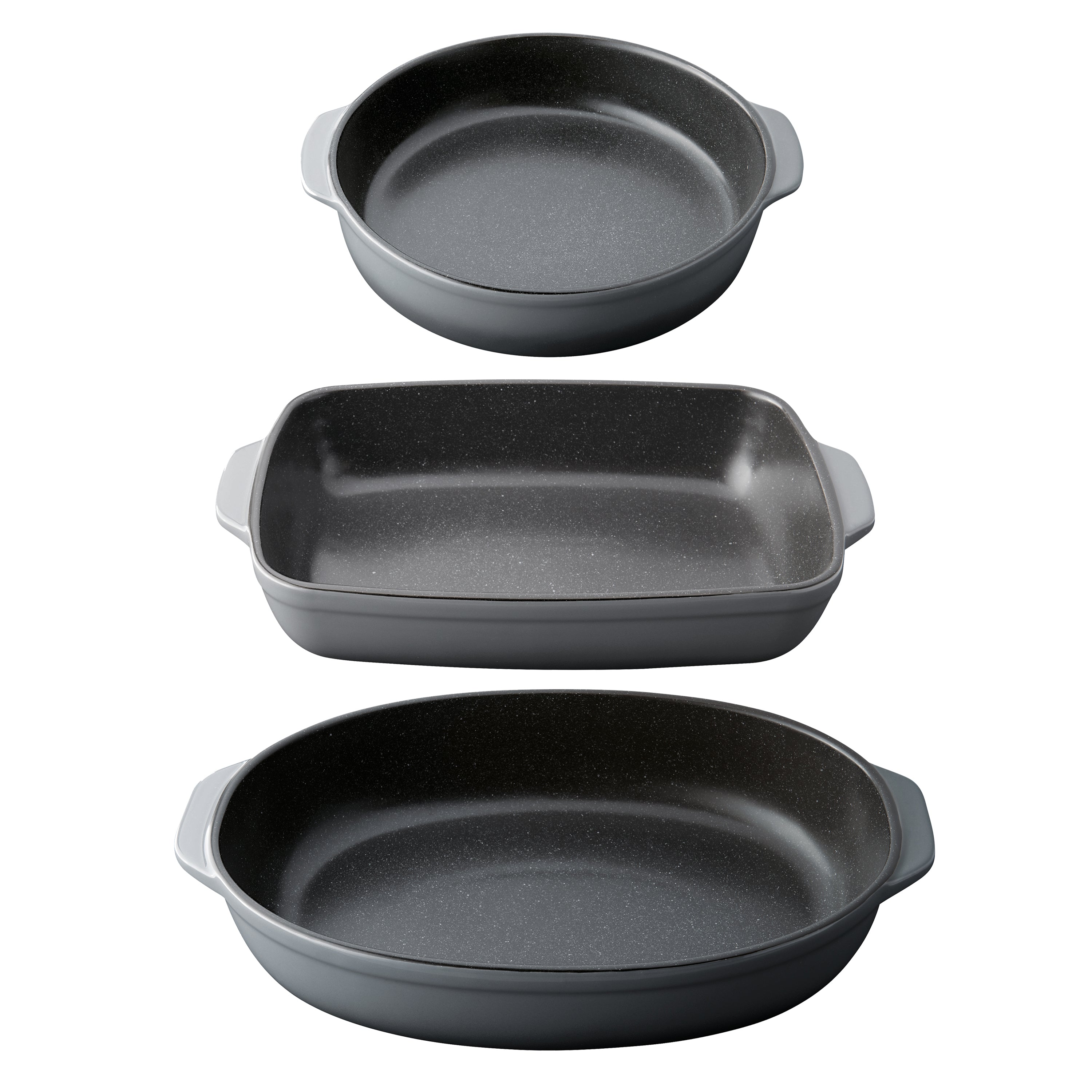 BergHOFF GEM Stoneware 3-Piece Large Baking Dish Set | Oven Safe Ceramic Cookware for Casseroles, Lasagna & Roasts | Perfect for Family Dinners & Holiday Cooking
