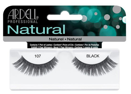 Ardell Natural 107 Black False Eyelashes (1 Pair) - Lightweight & Comfortable for Everyday Wear, Parties & Special Occasions