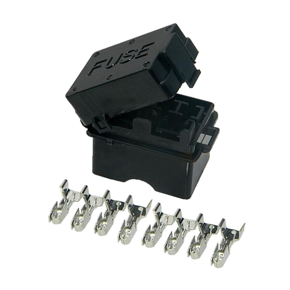 4 Way Auto Fuse Box Assembly with Terminals - Dustproof Fuse Holder, Waterproof Fuse Block for Car, Truck, Boat & RV Electrical Systems - Easy Mounting Fuse Box BX2043 for Reliable Circuit Protection