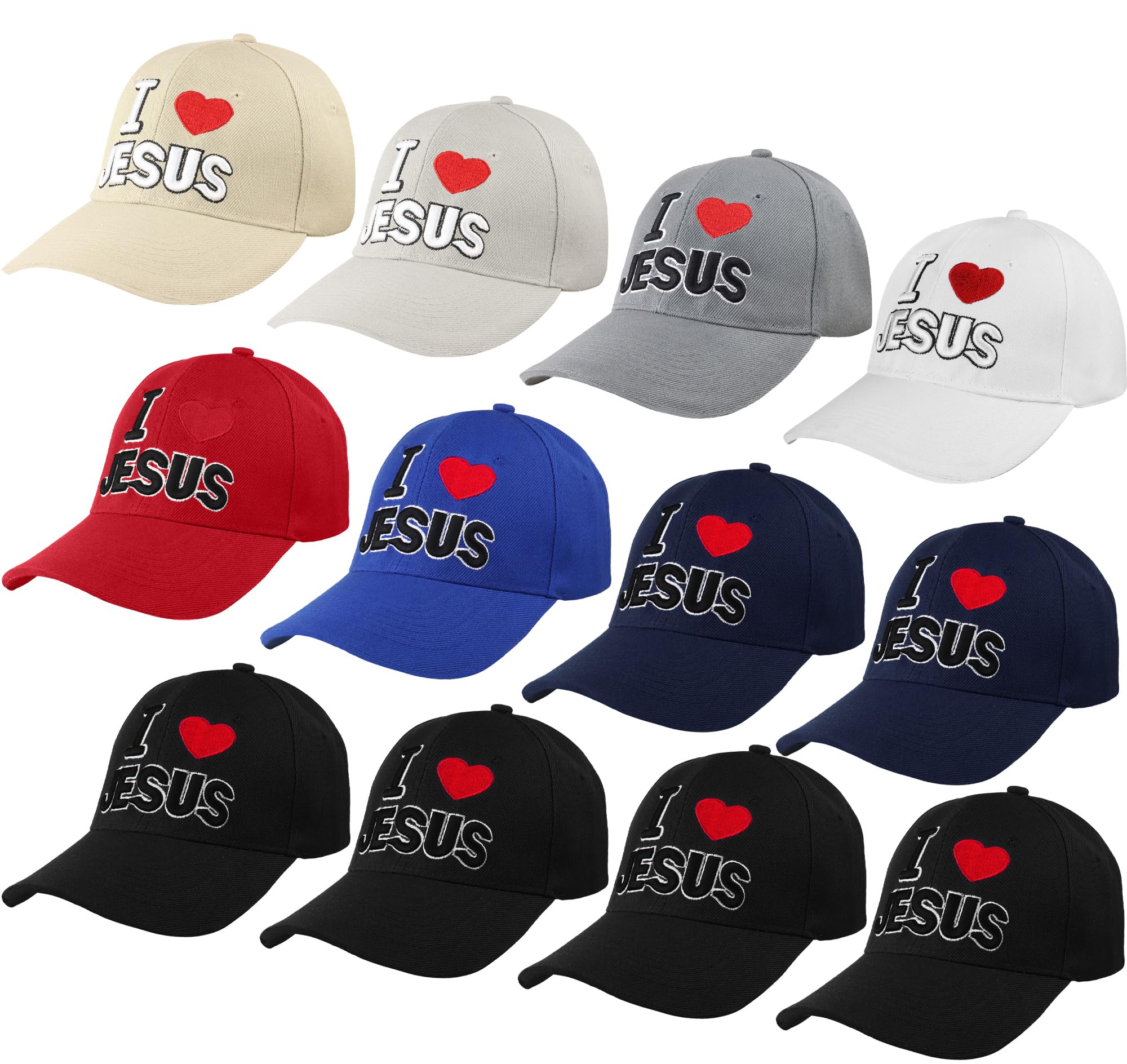 Wholesale 12-Pack Baseball Caps & Beanie Hats - USA Designed Christian I Love Jesus Hats for Men & Women - Perfect for Church, Sports, and Winter Outdoor Activities