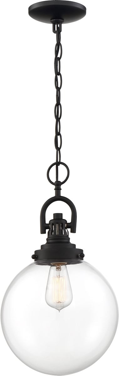 10W Skyloft Single Light Pendant - Aged Bronze Finish with Clear Glass Shade | Perfect for Kitchen Island, Dining Room, or Entryway Lighting