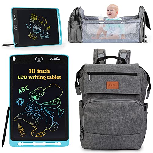 Baby Diaper Backpack with Changing Station & LCD Writing Tablet - Travel Essentials for Road Trips with Kids | Perfect for Parents on the Go, Airplane Travel, and Family Outings