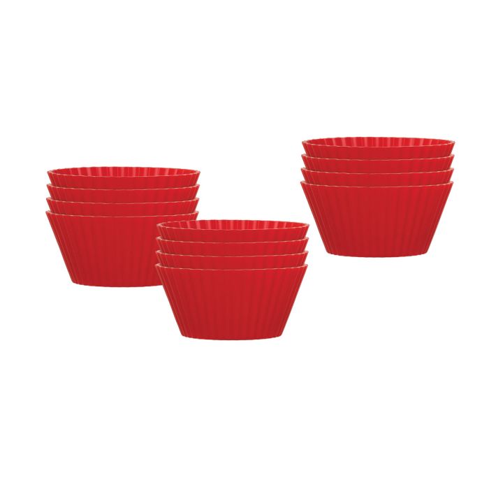 Mrs. Anderson's Baking Silicone Muffin Cups - Set of 12 Reusable Non-Stick Red Cupcake Liners for Muffins, Cupcakes & Baking - Perfect for Home, Party & Holiday Baking