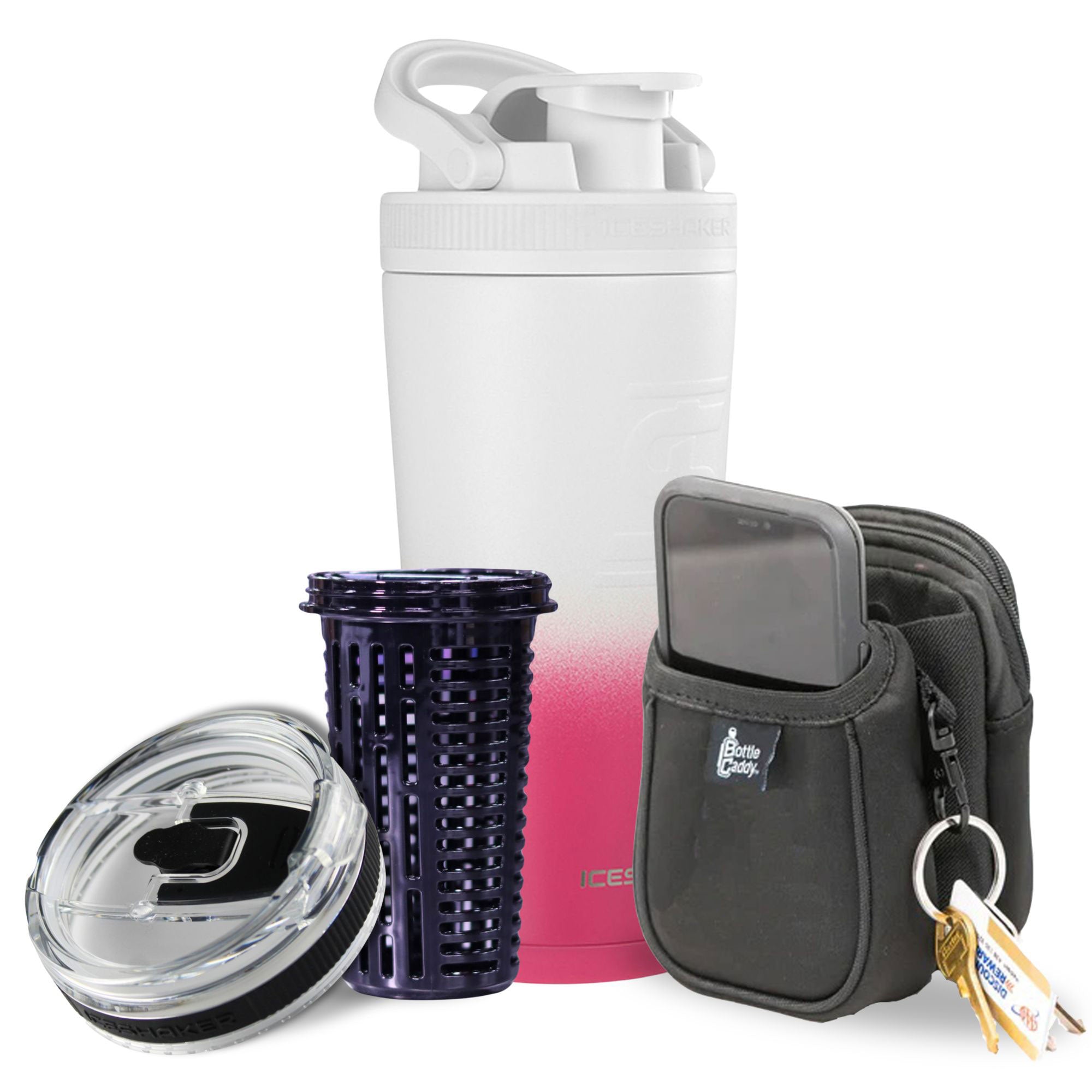Magenta White Ombre 26oz Insulated Stainless Steel Water Bottle with Lid - Leakproof Gym Shaker Cup for Protein Drinks, Smoothies & Iced Coffee - Perfect for Workouts, Travel & Outdoor Activities