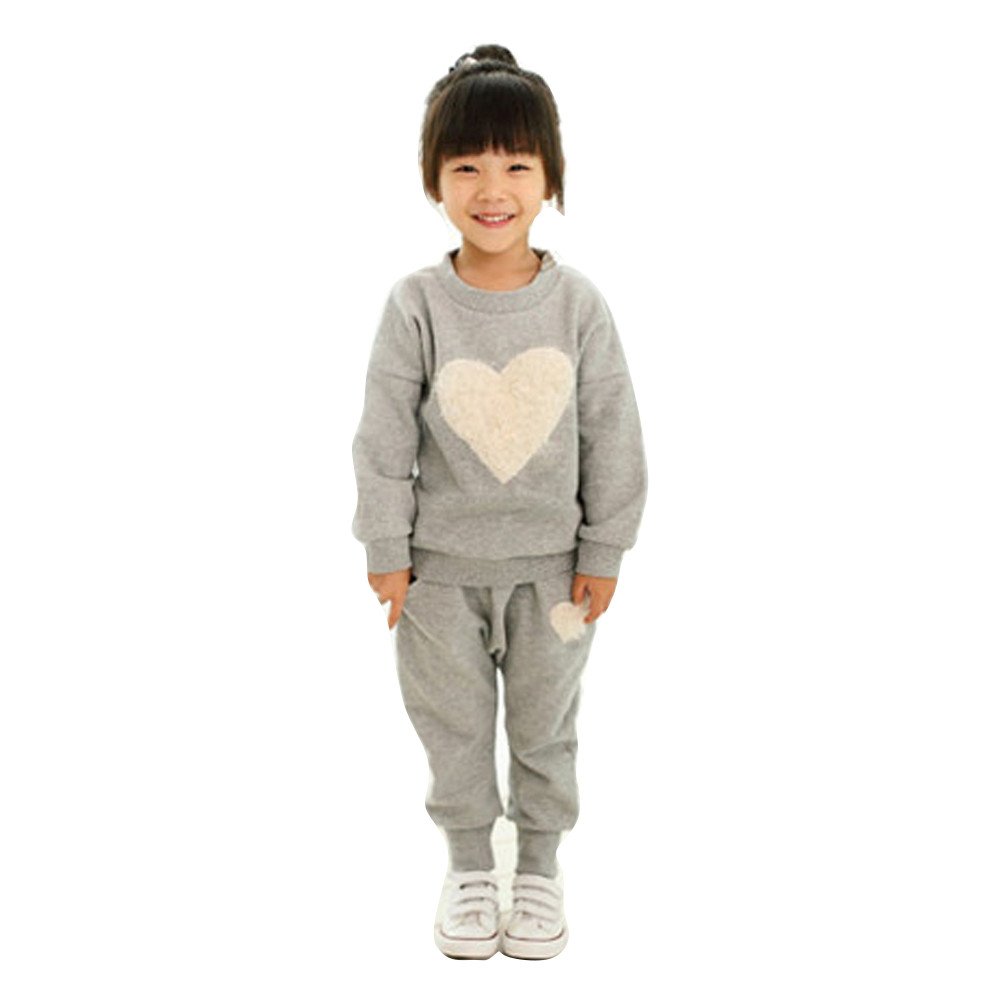 Toddler Kids Clothes Set - Long Sleeve Heart Print Tracksuit with Harem Pants | Christmas Holiday Outfit Gift for Boys & Girls | Perfect for Winter Playdates & Family Photos