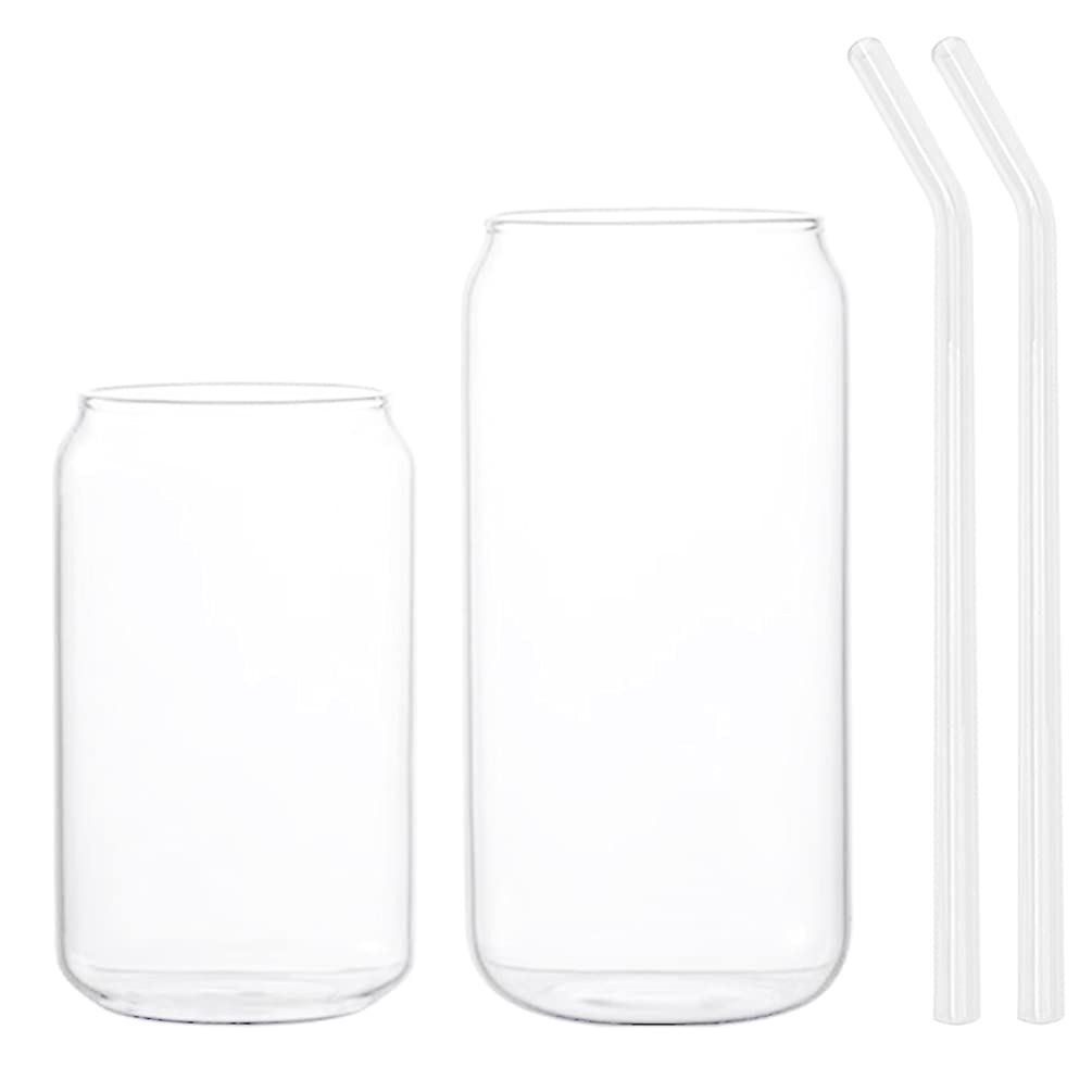 Premium 2-Pack Glass Water Cups with Straw - 350ml & 550ml Crystal Clear Cocktail, Dessert, Ice Cream, Jello Shot, Mousse Cups - Elegant Fruit Bowls & Dishes for Parties, Home Bar, Restaurants, and Outdoor Gatherings