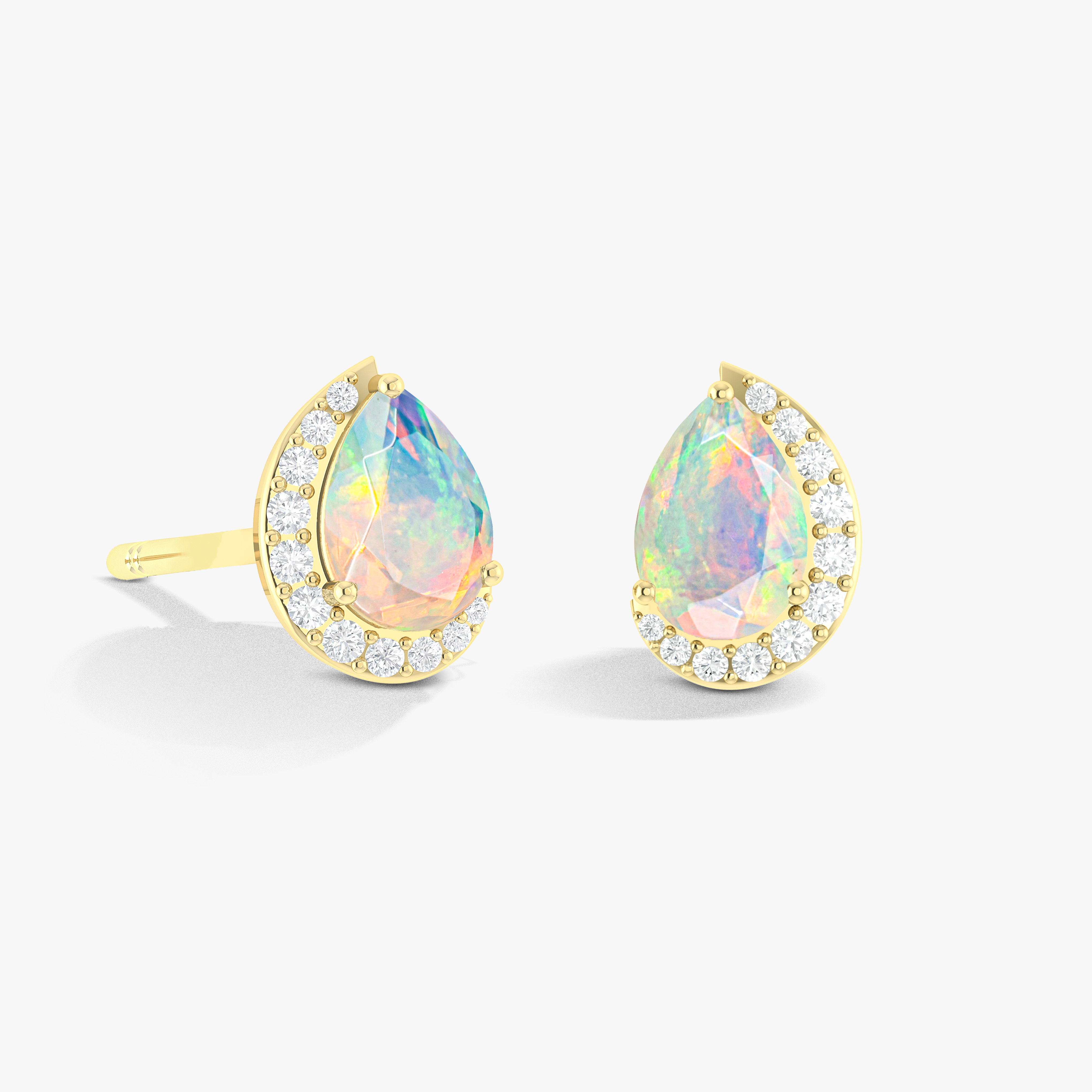 White Ethiopian Opal Pear Stud Earrings – Dainty & Elegant Jewelry for Women | Perfect for Weddings, Parties & Everyday Wear