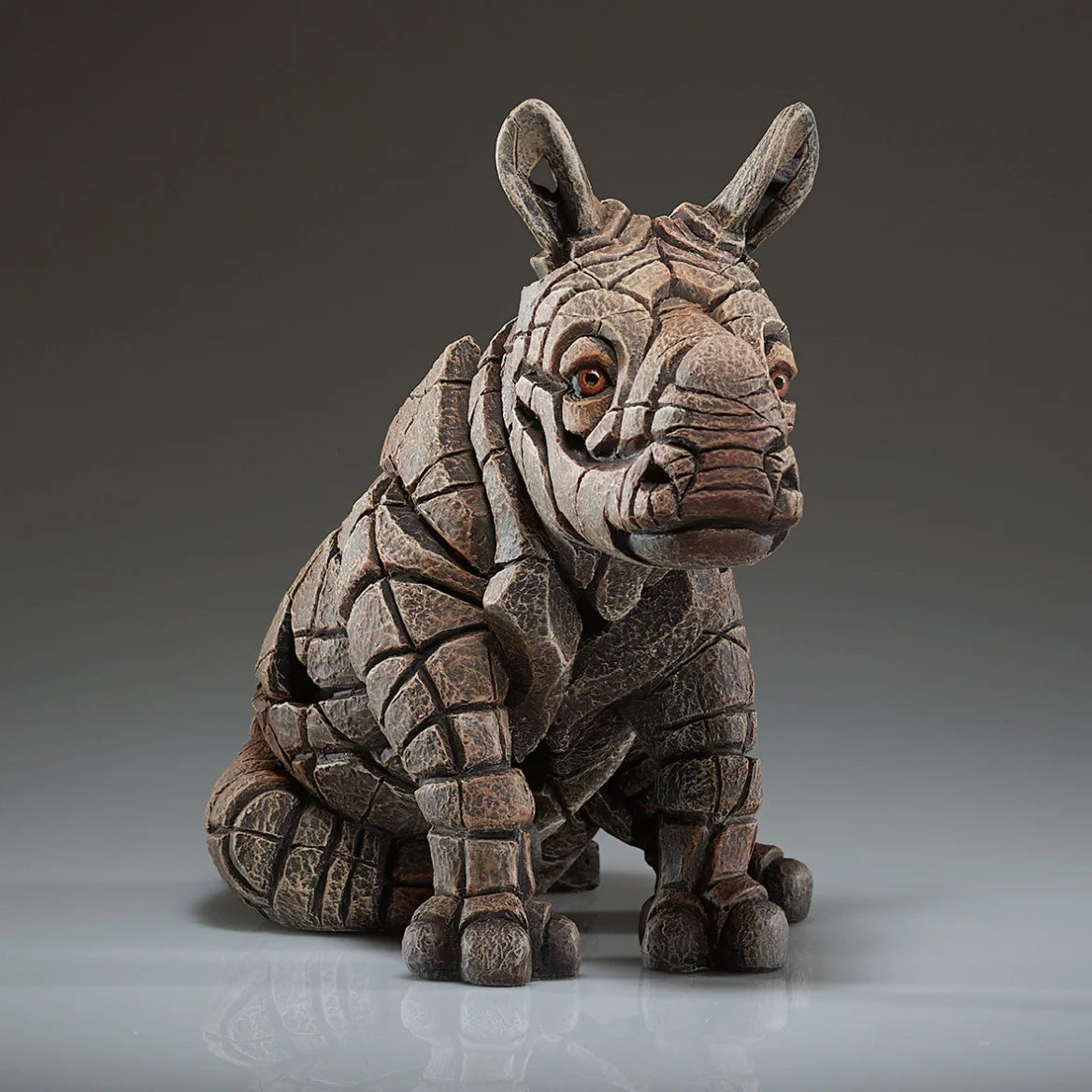 Edge Sculpture Rhinoceros Calf - Handcrafted Metal Rhino Statue for Home Decor, Office Desk & Gift Ideas | Wildlife Animal Art for Living Room, Bookshelf & Garden Decor