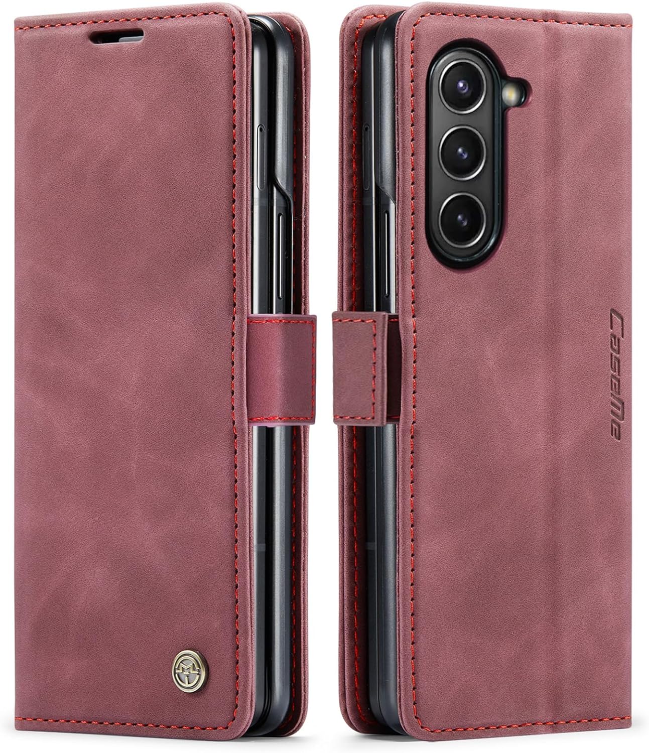 Samsung Galaxy Z Fold 5 Leather Case with Card Holder - Shockproof Protective Cover for Phone | Slim Flip Wallet Design for Everyday Use & Travel