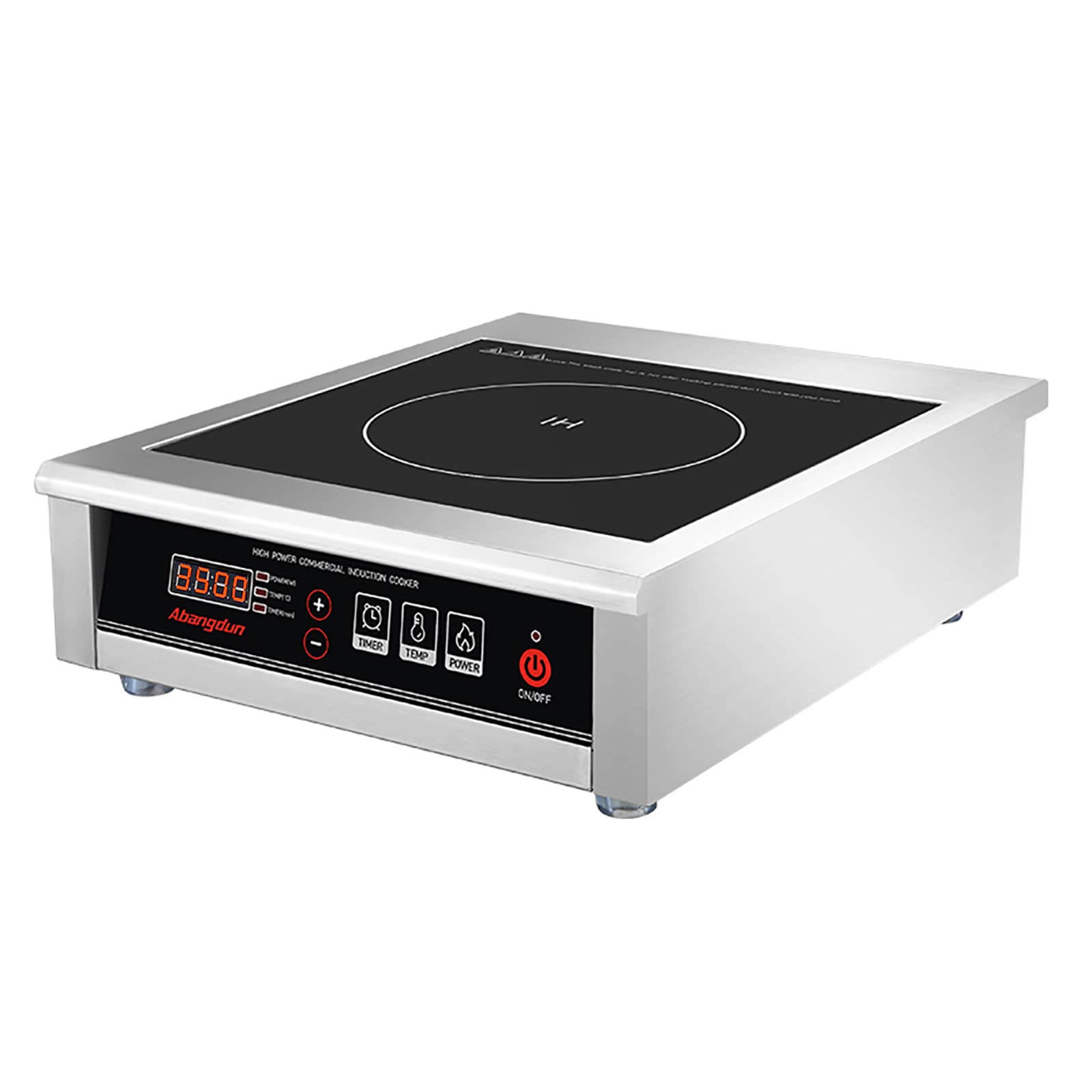 Commercial 3500W/240V Induction Cooktop with 18-Hour Timer - Single Burner Countertop Range for Kitchen & Restaurant Use - Perfect for Fast Cooking, Buffets & Catering Events