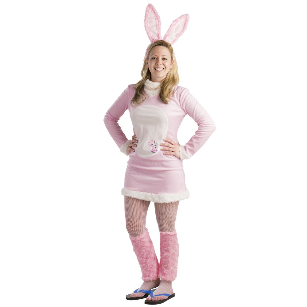 Energizer Bunny Dress for Women - Cute Easter Bunny Costume with Pink Ears & Bow - Perfect for Easter Parties, Halloween, Cosplay & Themed Events