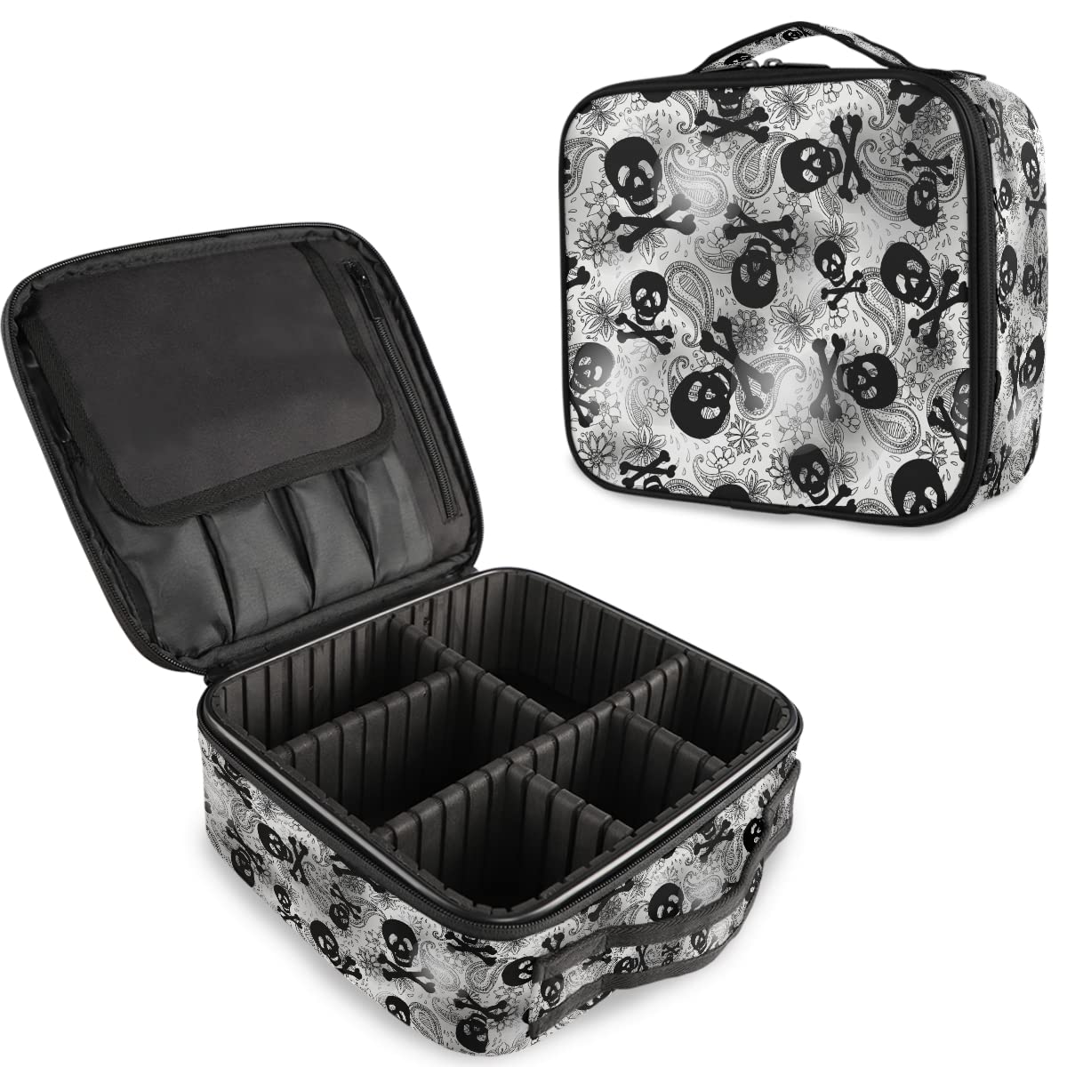 MNSRUU Skull & Flower Makeup Bag for Women - Clear Travel Cosmetic Organizer with Zipper - Perfect for Teen Girls, Travel, Gym & Daily Essentials Storage