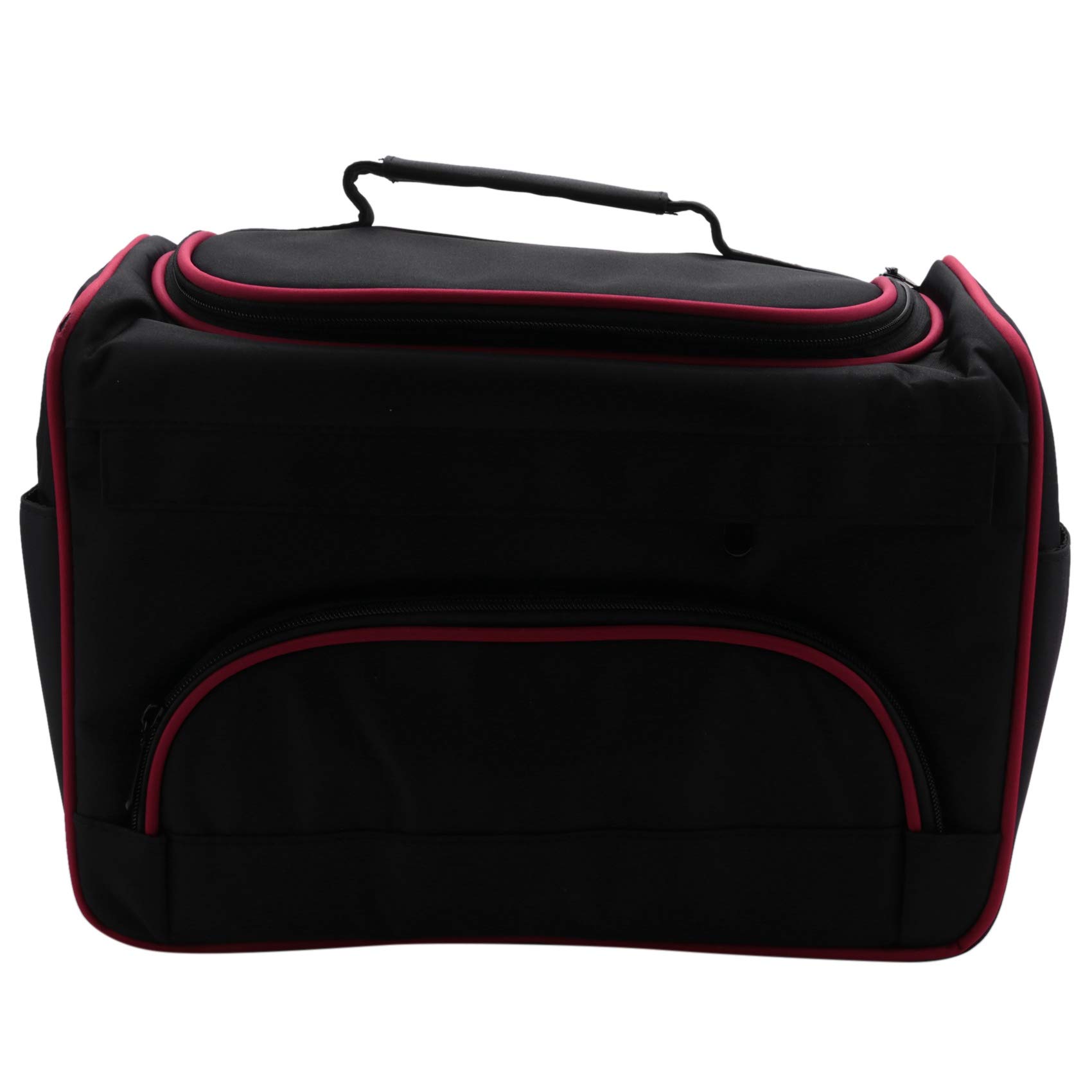 Professional Hairdressing Scissor Bag - Multi-Function Storage Pouch for Hair Cutting Shears, Makeup Tools & Accessories - Durable Striped Red Case for Salon, Barber & Home Use