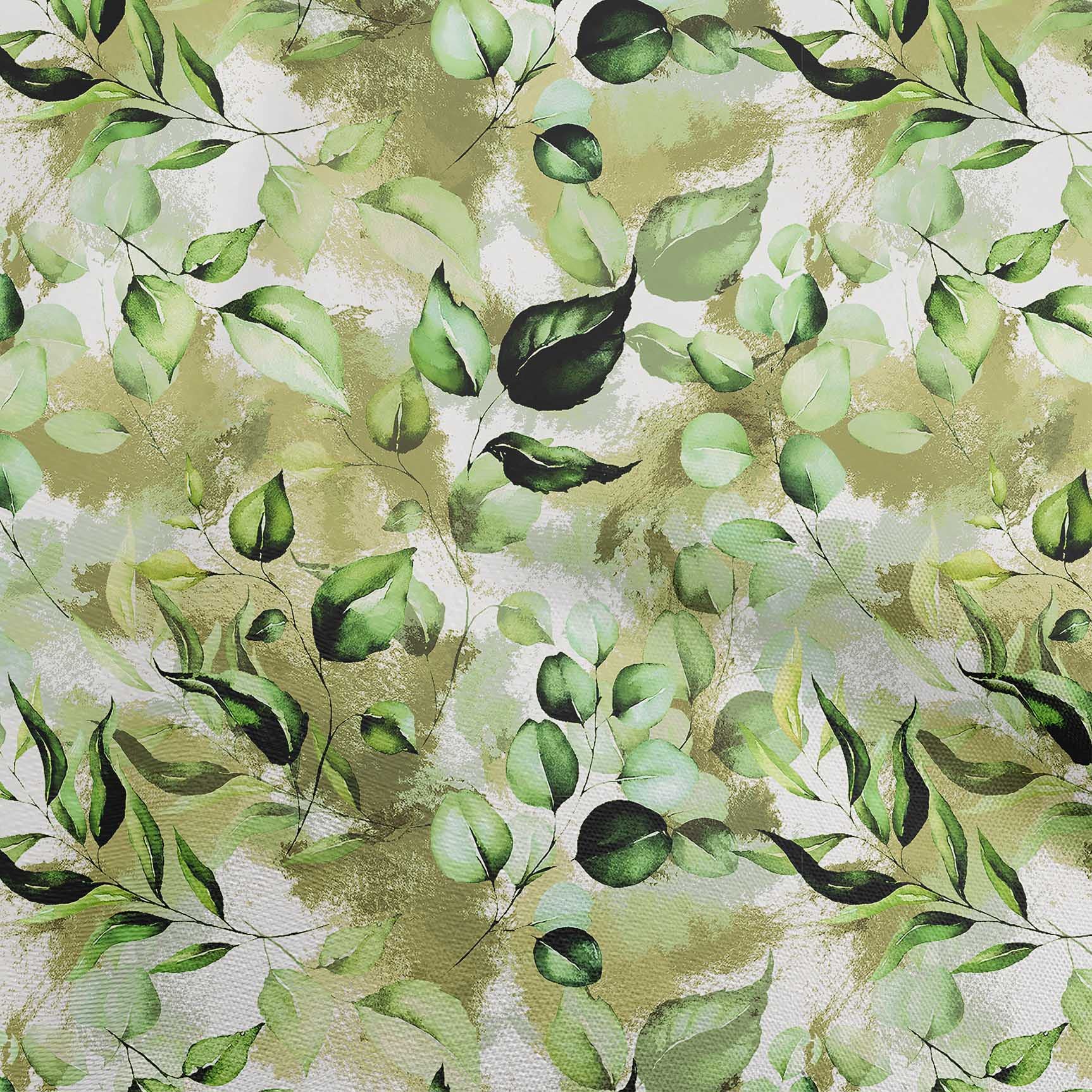 oneOone Velvet Green Fabric Leaves Printed Sewing Fabric by The Yard - 58 Inch Wide DIY Clothing Material for Dresses, Curtains & Home Decor Projects