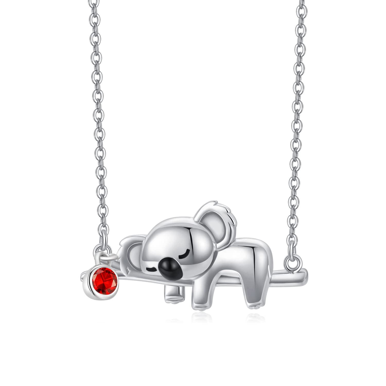 925 Sterling Silver Koala Necklace with Birthstone - Cute Animal Pendant Jewelry for Women, Girls, Girlfriend | Perfect Birthday Gift, Mother's Day Present & Everyday Wear