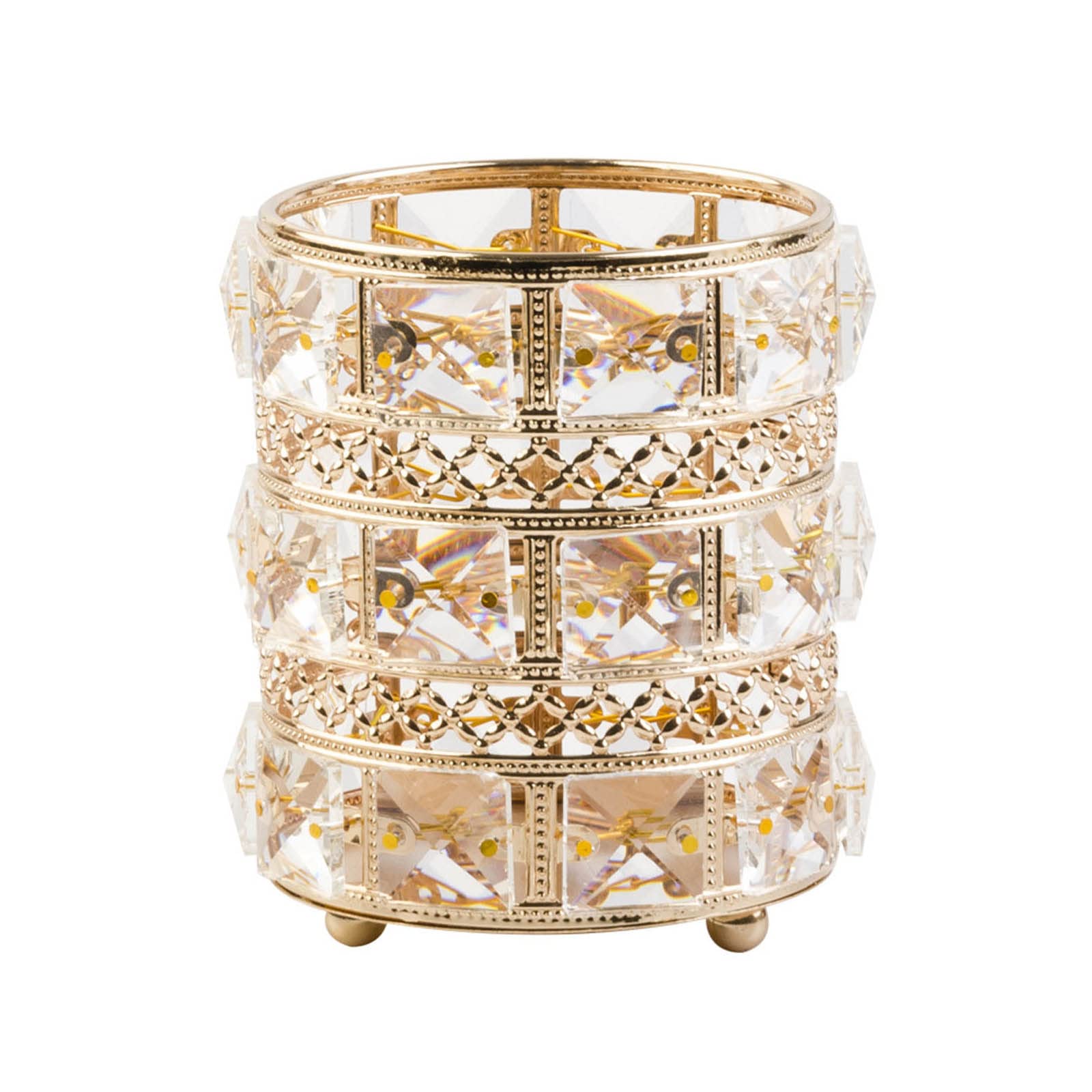 Crystal Pen Holder & Makeup Brush Organizer - Elegant Desktop Pencil Cup for Office, Vanity, and Bedroom Decor | Perfect for Desk Organization and Beauty Storage