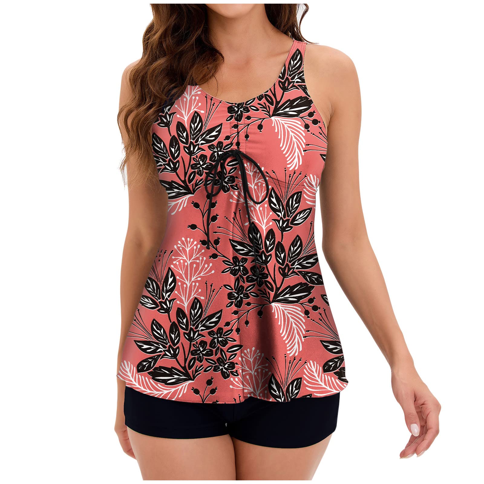 Women's Two Piece Swimsuit - Tummy Control Tankini Top with Shorts - Sexy Beachwear & Swimdress for Pool, Vacation & Summer Activities | USUPDD