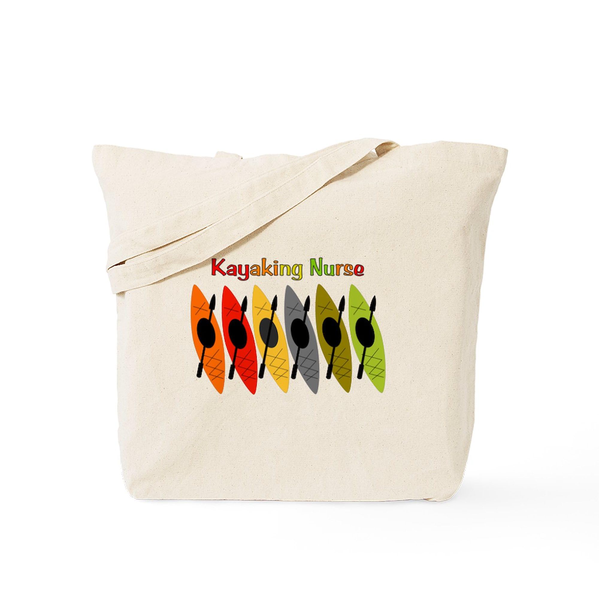 Kayaking Nurse Tote Bag - Natural Canvas Reusable Shopping Bag for Nurses, Medical Professionals & Outdoor Enthusiasts | Perfect for Work, Groceries & Beach Trips
