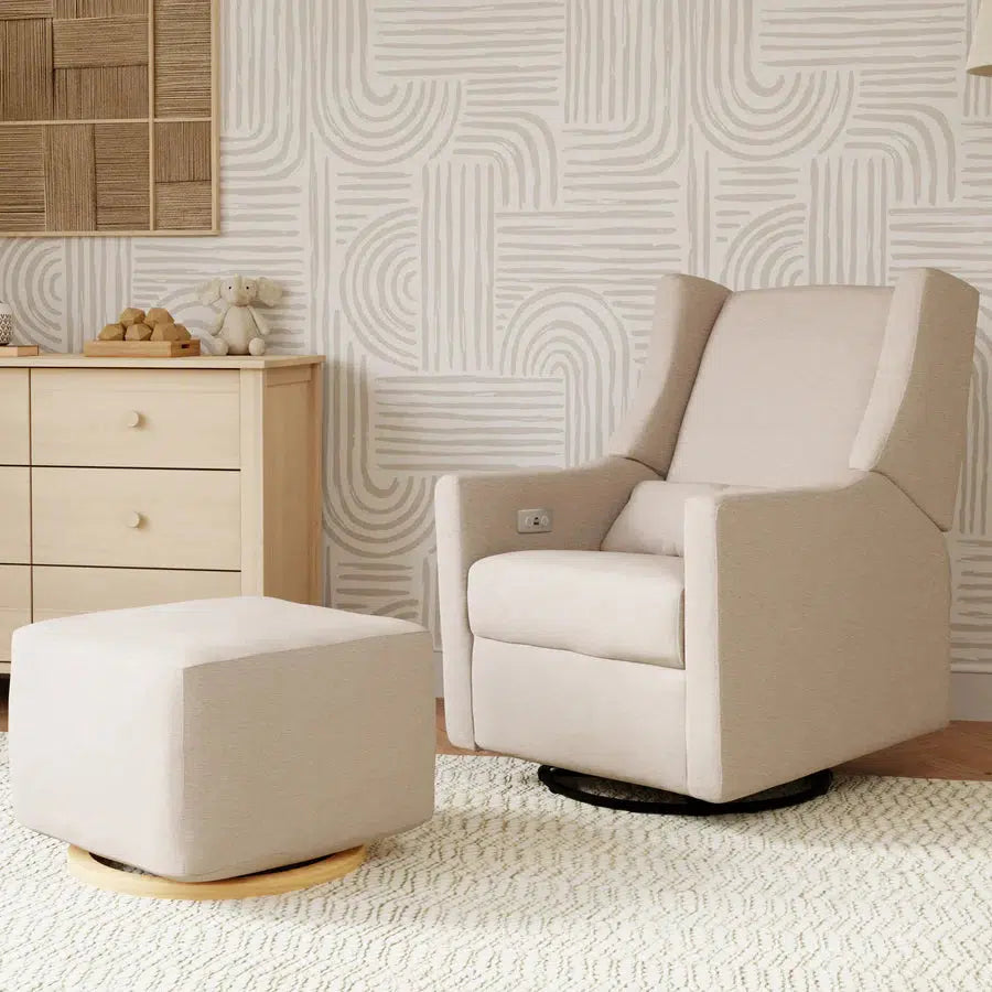 Babyletto Kiwi Electronic Glider & Recliner Chair - Eco-Friendly Beach Weave Performance Fabric for Nursery, Living Room & Breastfeeding Comfort