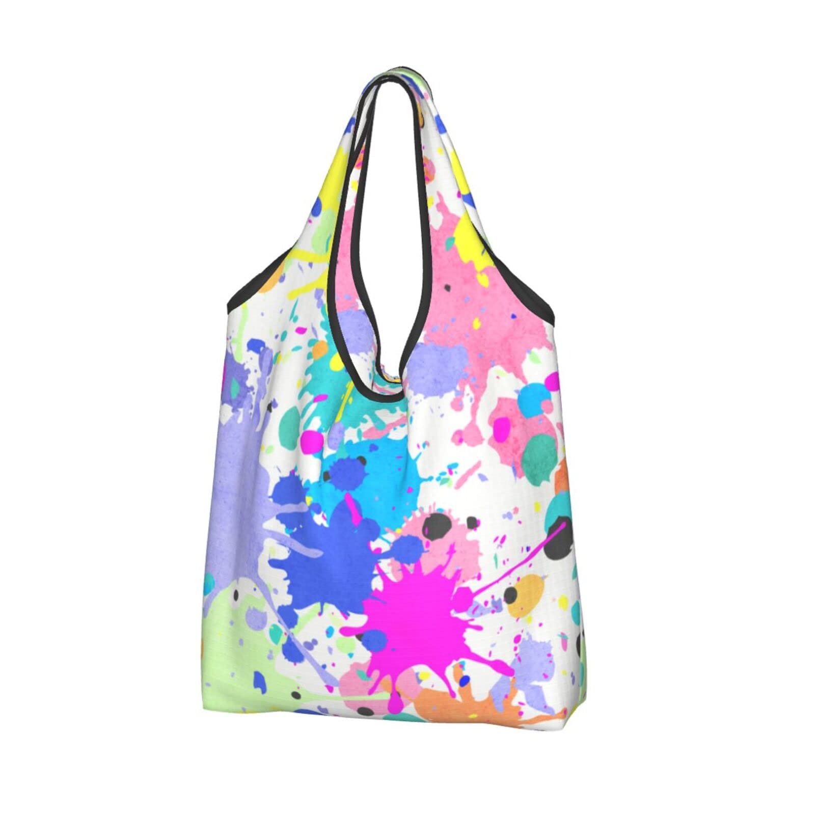 Colorful Splatter Waterproof Reusable Shopping Bags - Large Foldable Grocery Tote for Groceries, Beach & Travel | Eco-Friendly & Durable