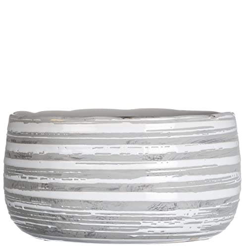 Sullivans Ceramic Striped Gray and White Vase - 7.5 Inch Small Decorative Planter for Home Office Decor, Table Centerpiece, Wedding Gift, Shelf Display (CM2785)