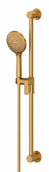 3-Function Handheld Shower Head with 29-Inch Slide Bar - Brushed Gold Finish (Model 5163BG by RIOBEL) - Perfect for Bathroom Renovation & Spa-Like Shower Experience