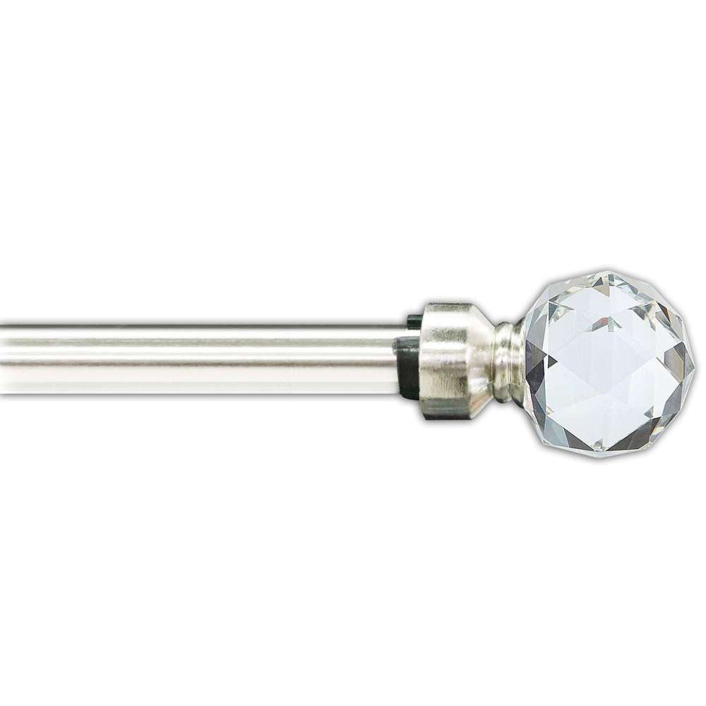 1.6-3.1m Adjustable Silver Crystal Ball Curtain Rod (16-19mm Diameter) - Elegant Window Treatment for Living Room & Bedroom