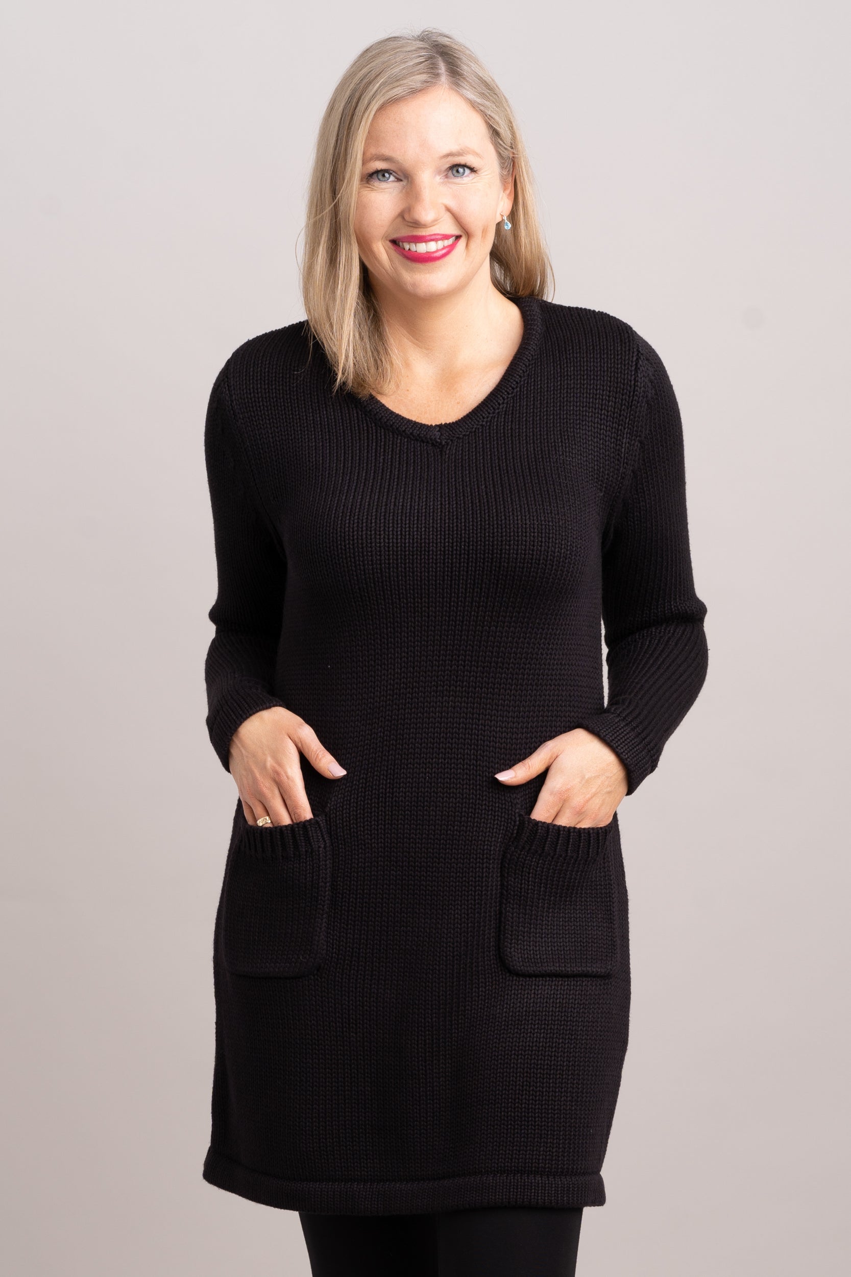 Joni Sweater Women's Black Bamboo Cotton Blend Pullover | Soft & Breathable Knit Top for Casual Wear & Office Outfits