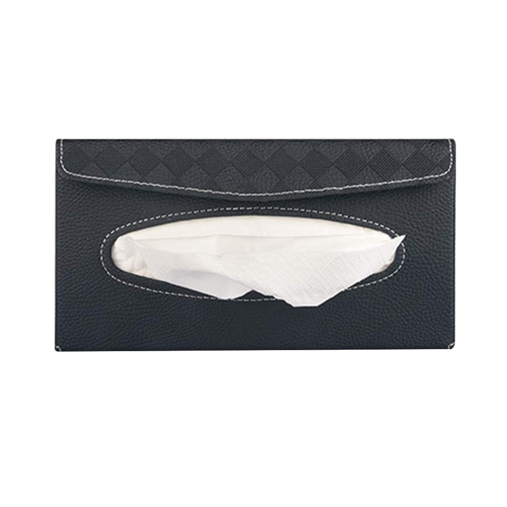 DOITOOL Black Car Tissue Box Cover - Hanging Auto Tissue Paper Holder for Sunshade & Seat Back, Ideal for Vehicle Organization and Travel Convenience
