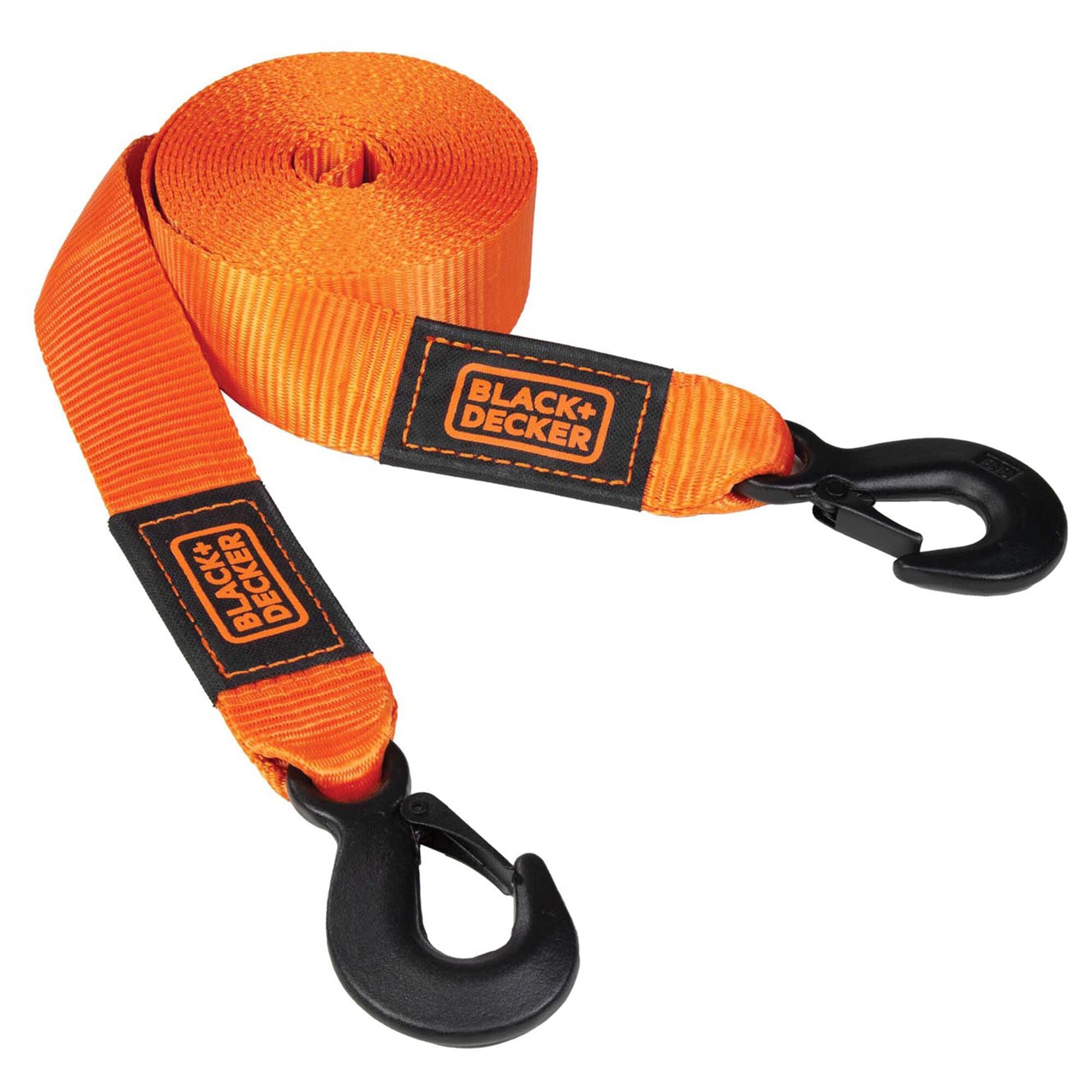 Heavy Duty 2 x 20' Black/Orange Tow Strap - 9,000 lb Break Strength for Off-Road Towing, Vehicle Recovery & Emergency Use - Perfect for Trucks, SUVs & Jeeps