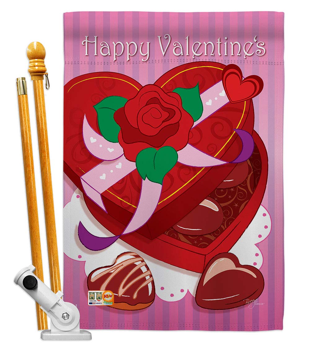 Breeze Decor Double Sided House Flag Set - Spring Valentines Decor for Outdoor