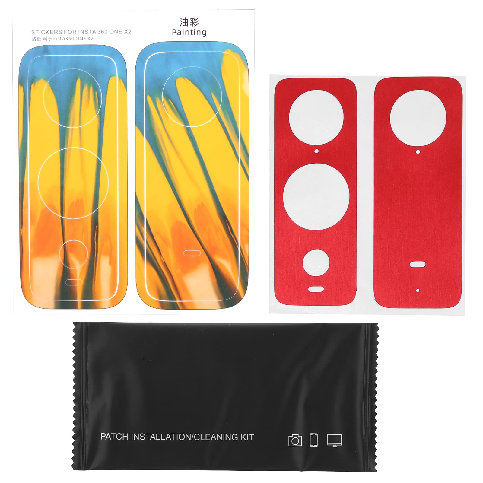 Velaurs PVC Stickers for Insta360 One X2 Camera - Anti-Scratch, Waterproof, Bubble-Free Protection (Oil Paint & Brushed Red) - Perfect for Action Sports, Travel Vlogging, and Outdoor Adventures