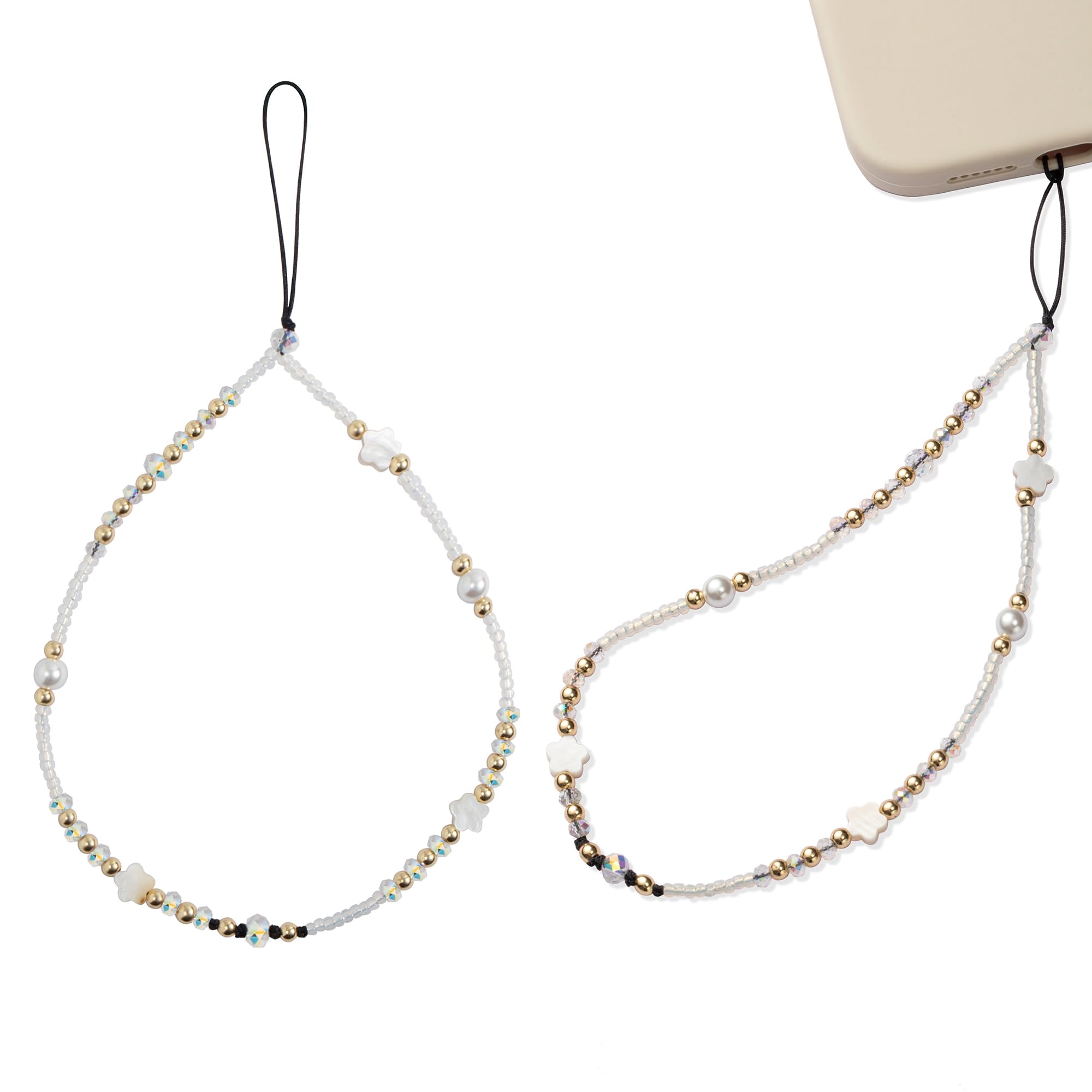 Handmade Pearl Phone Charm Strap - Fashionable Japanese Seed Beads Phone Wrist Strap for Women & Girls | Perfect for Smartphones, Purses & Keychains - Premium Beaded Accessory Gift